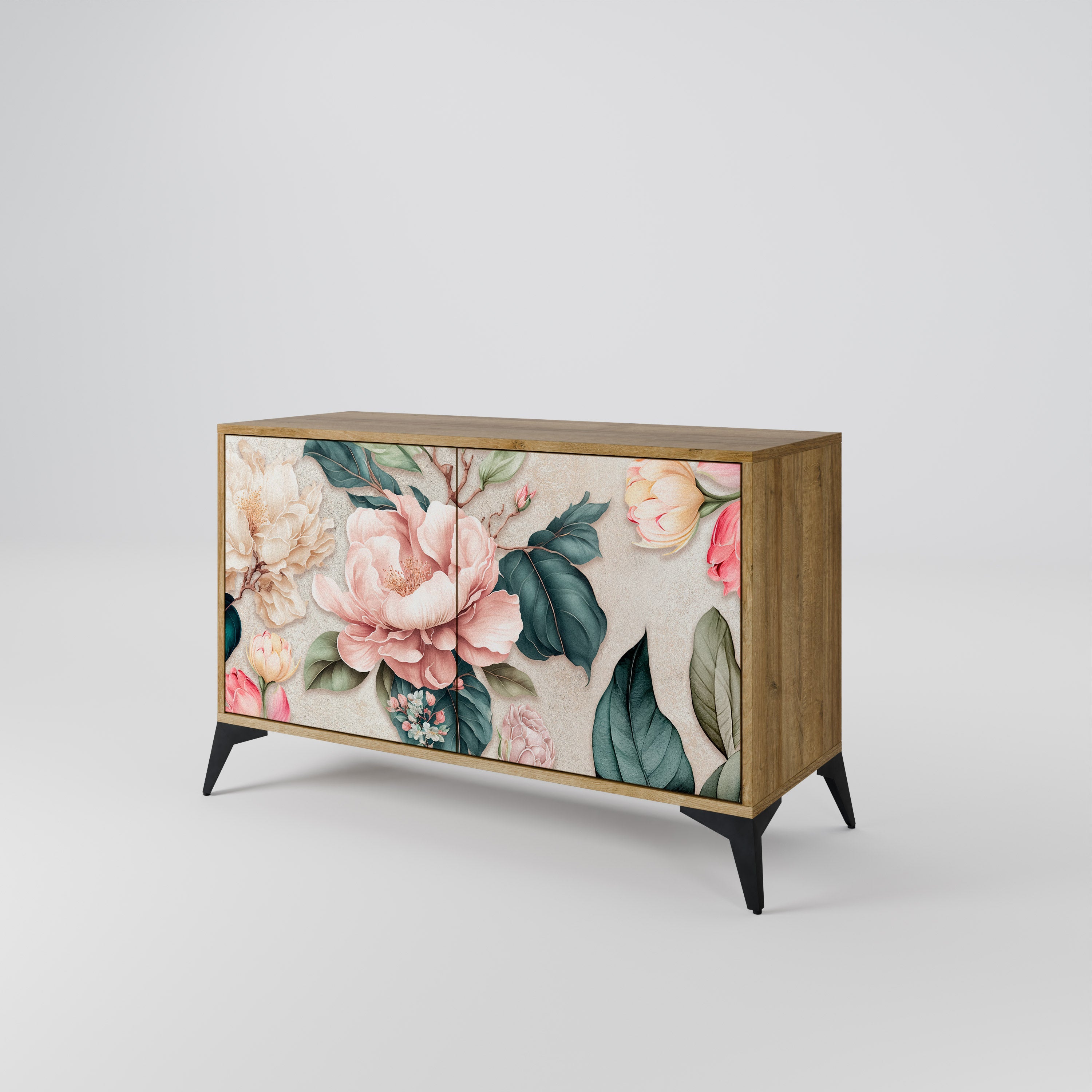 FLORAL GRACE Sideboard mit 2 Türen in Eichenoptik