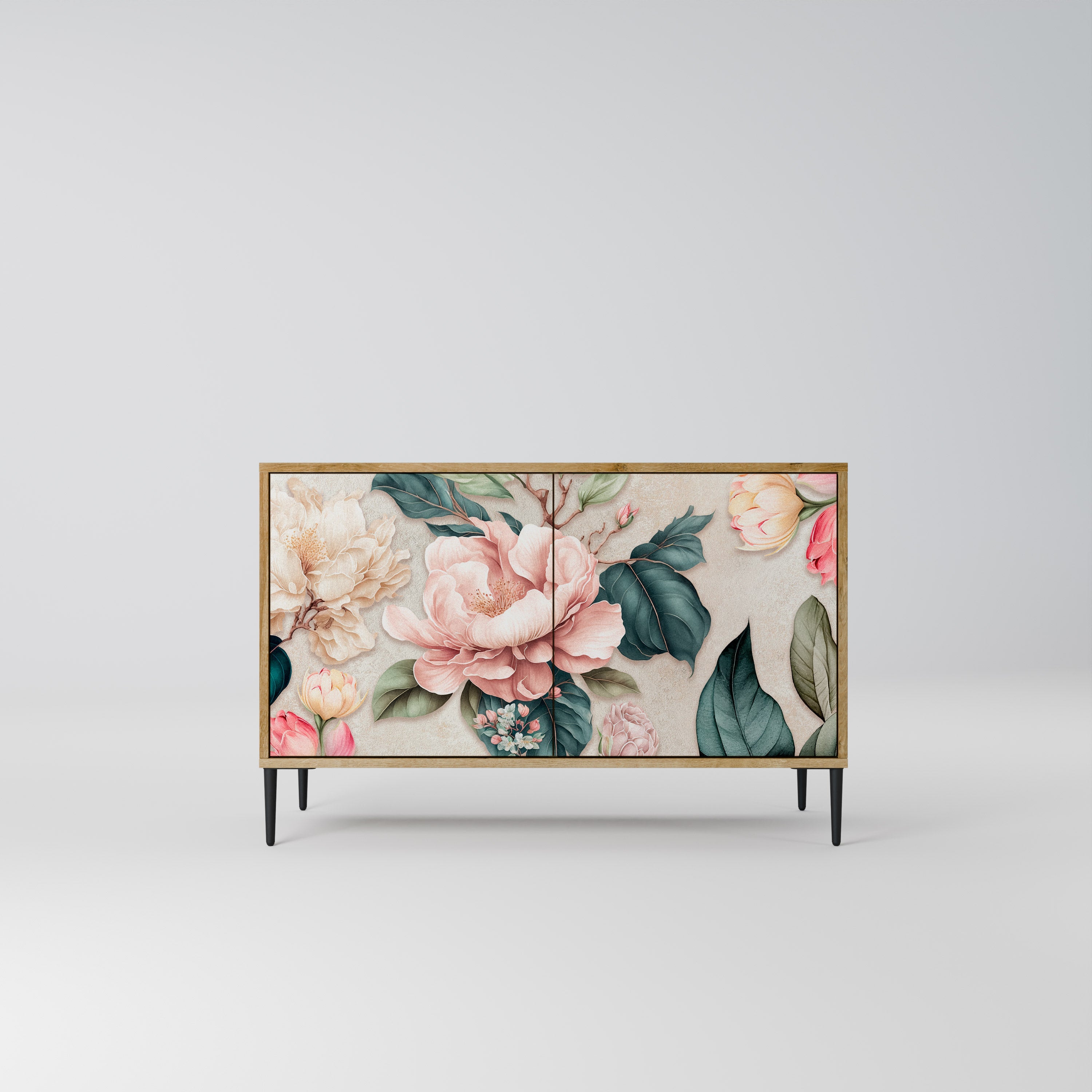FLORAL GRACE Sideboard mit 2 Türen in Eichenoptik