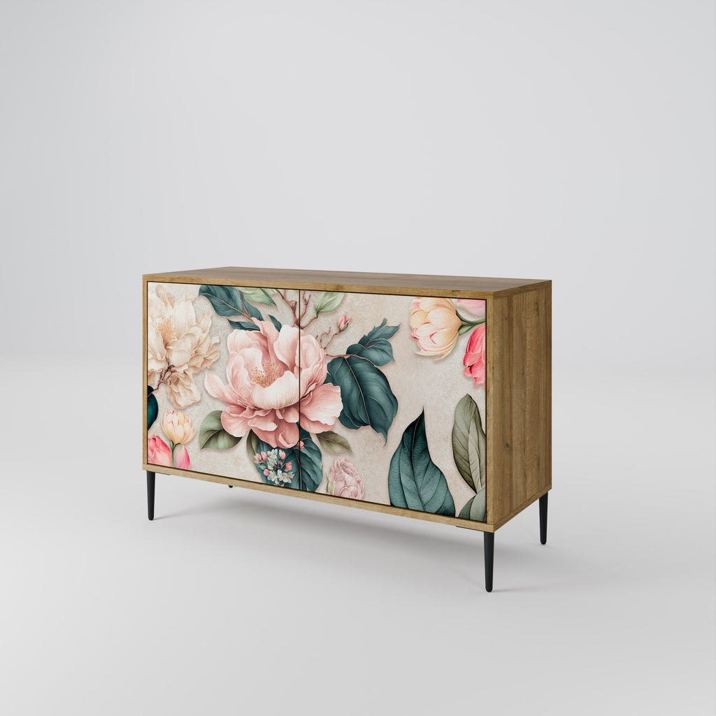 FLORAL GRACE Sideboard mit 2 Türen in Eichenoptik