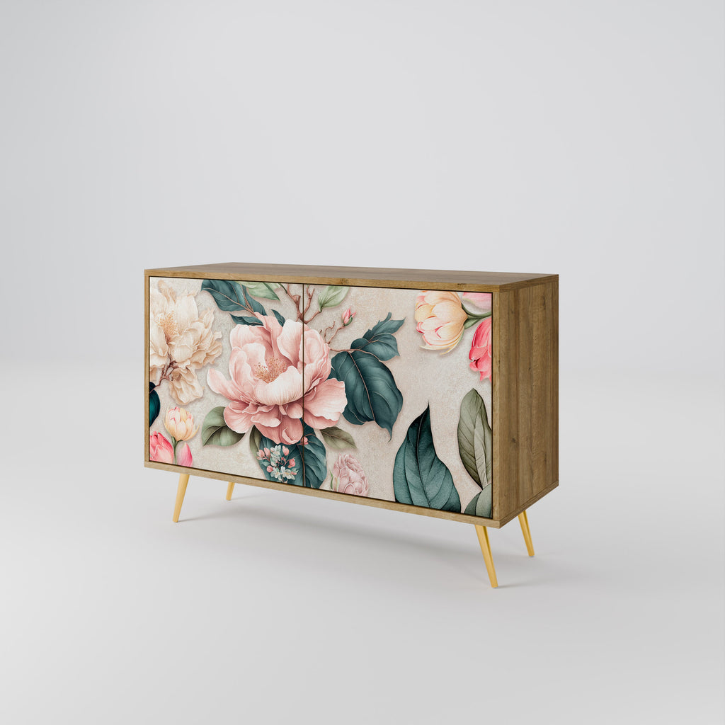 FLORAL GRACE Sideboard mit 2 Türen in Eichenoptik