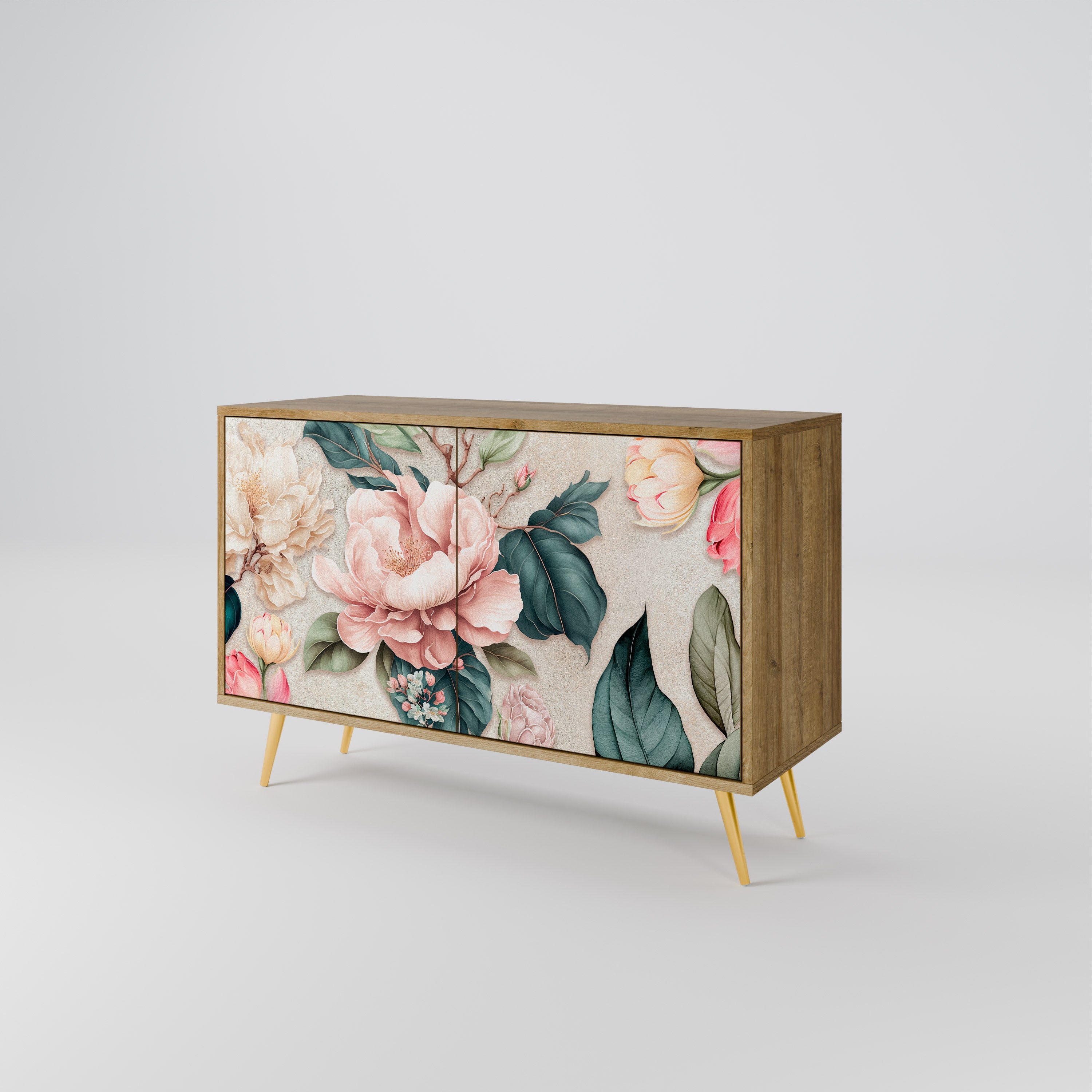FLORAL GRACE Sideboard mit 2 Türen in Eichenoptik