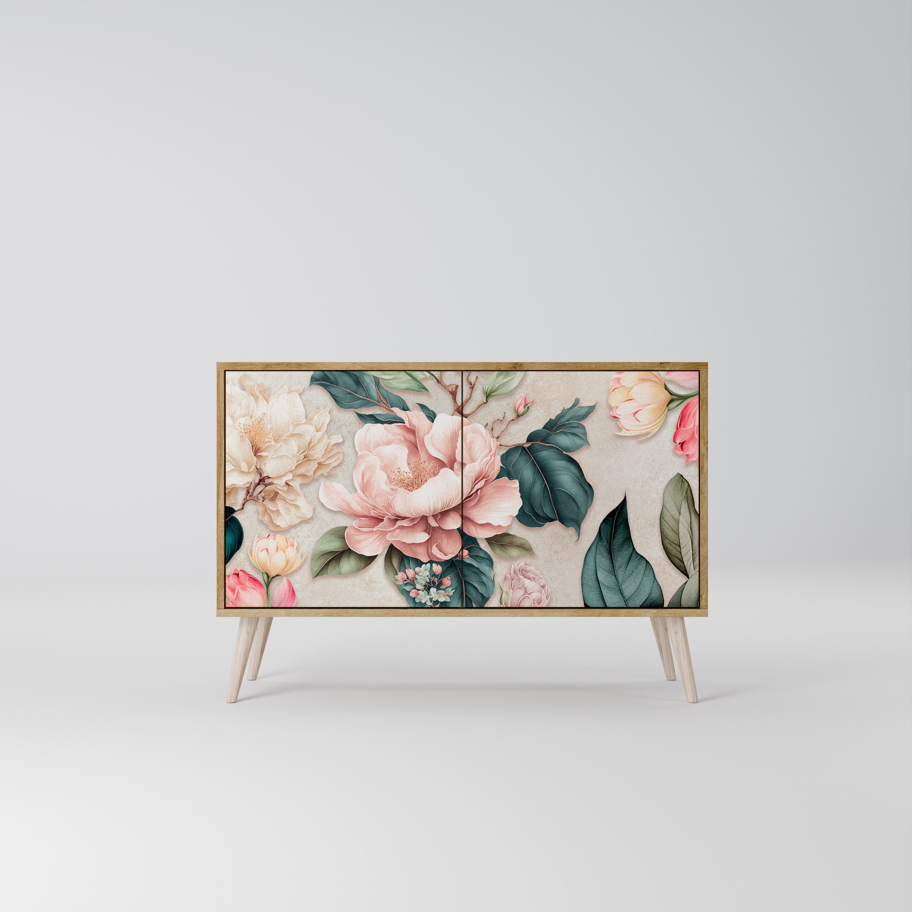 FLORAL GRACE Sideboard mit 2 Türen in Eichenoptik