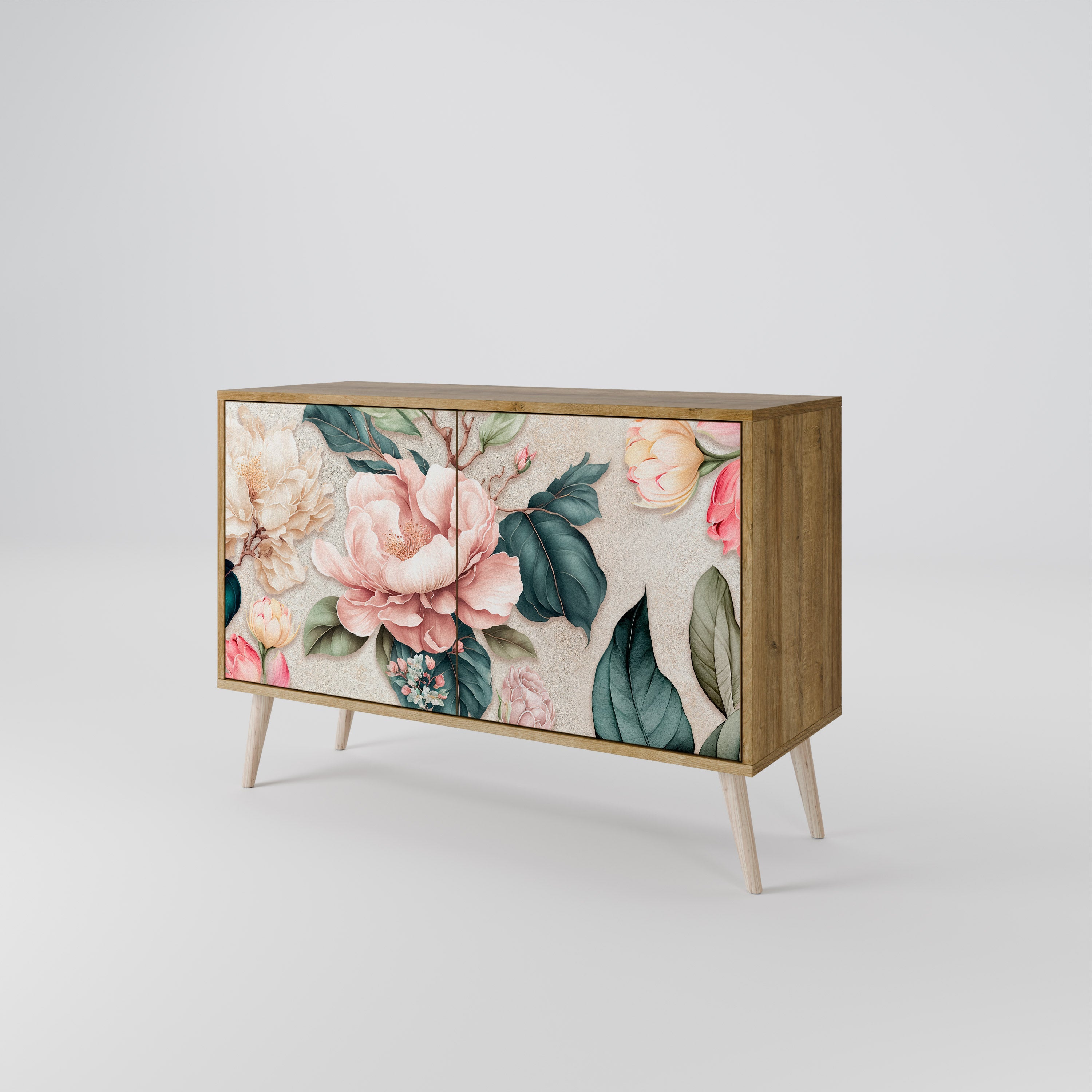 FLORAL GRACE Sideboard mit 2 Türen in Eichenoptik