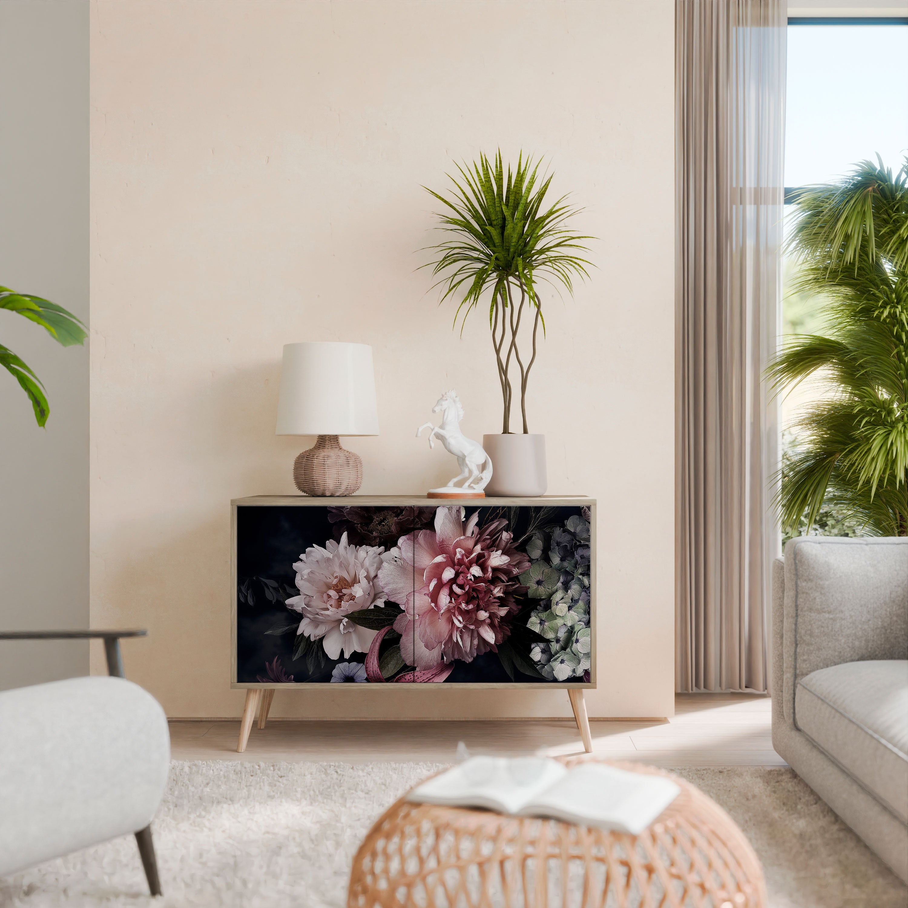 PURE BLOSSOM Sideboard mit 2 Türen in Eichenoptik