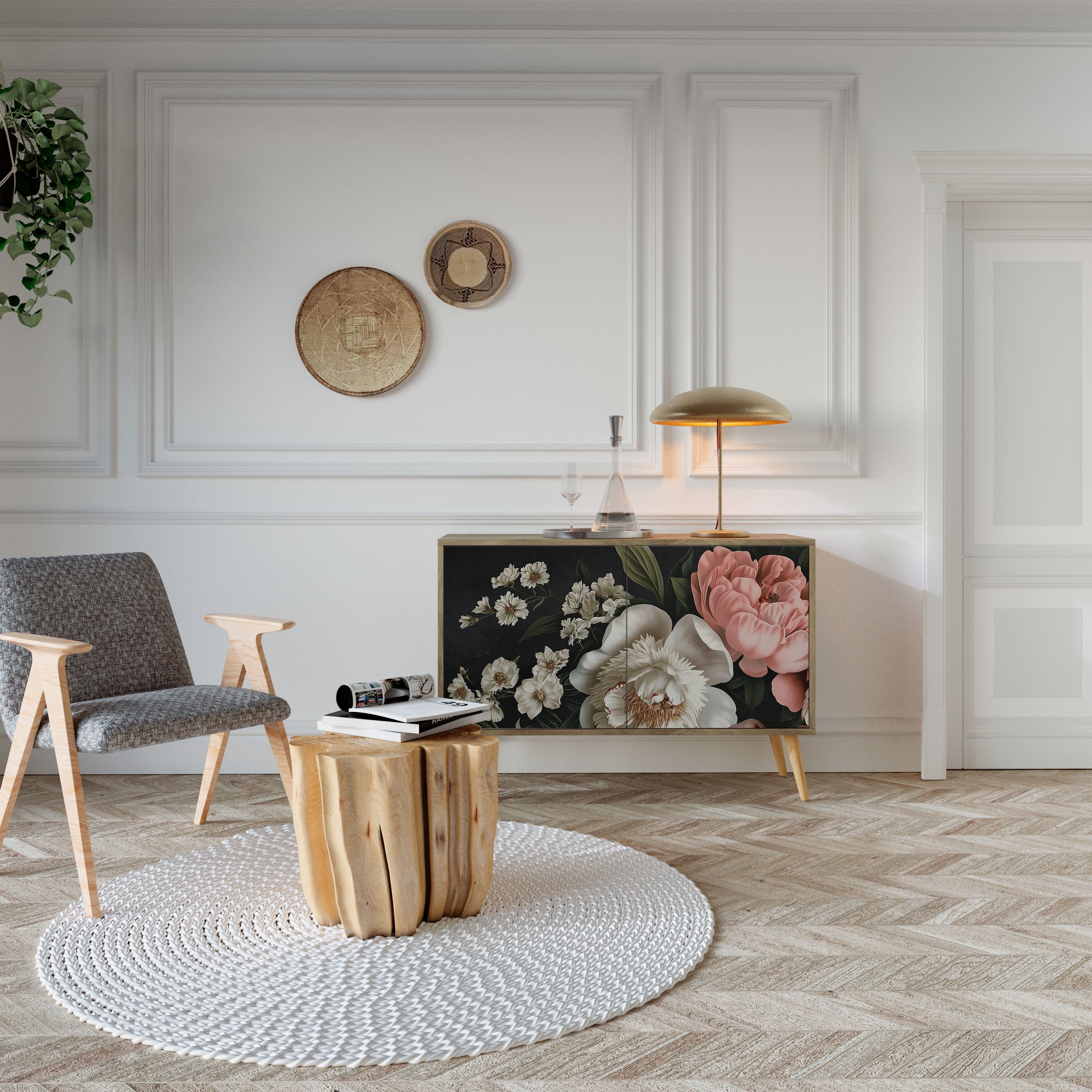 LUSH ELEGANCE Sideboard mit 2 Türen in Eichenoptik