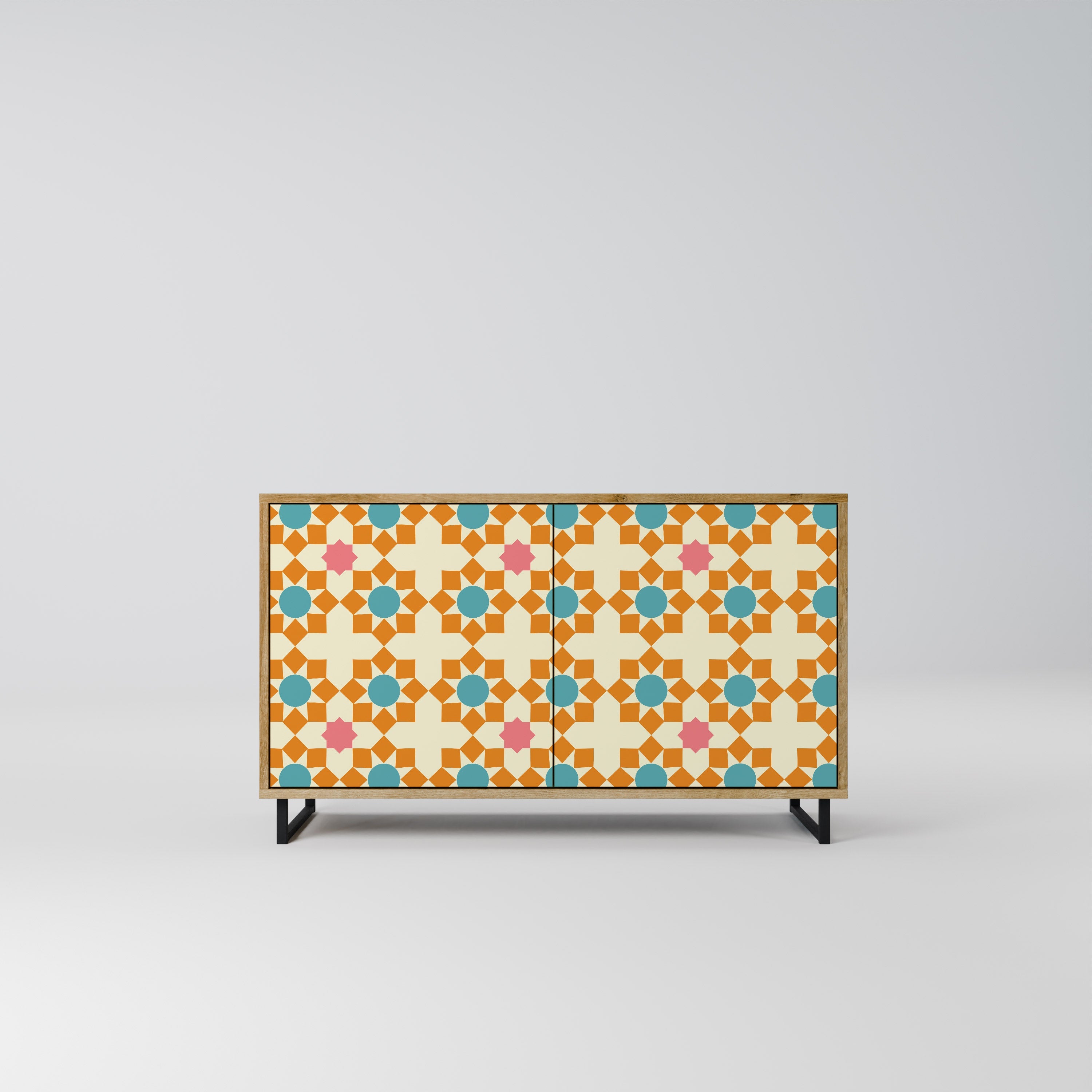 FLORAL DECOR Sideboard mit 2 Türen in Eichenoptik