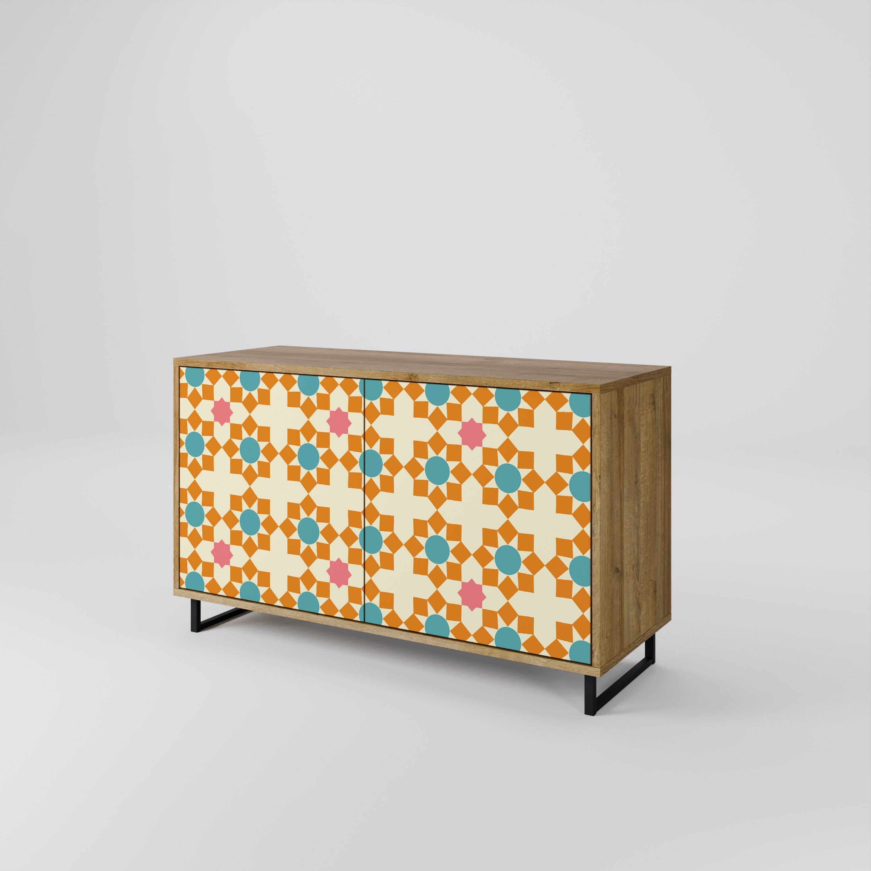 FLORAL DECOR Sideboard mit 2 Türen in Eichenoptik