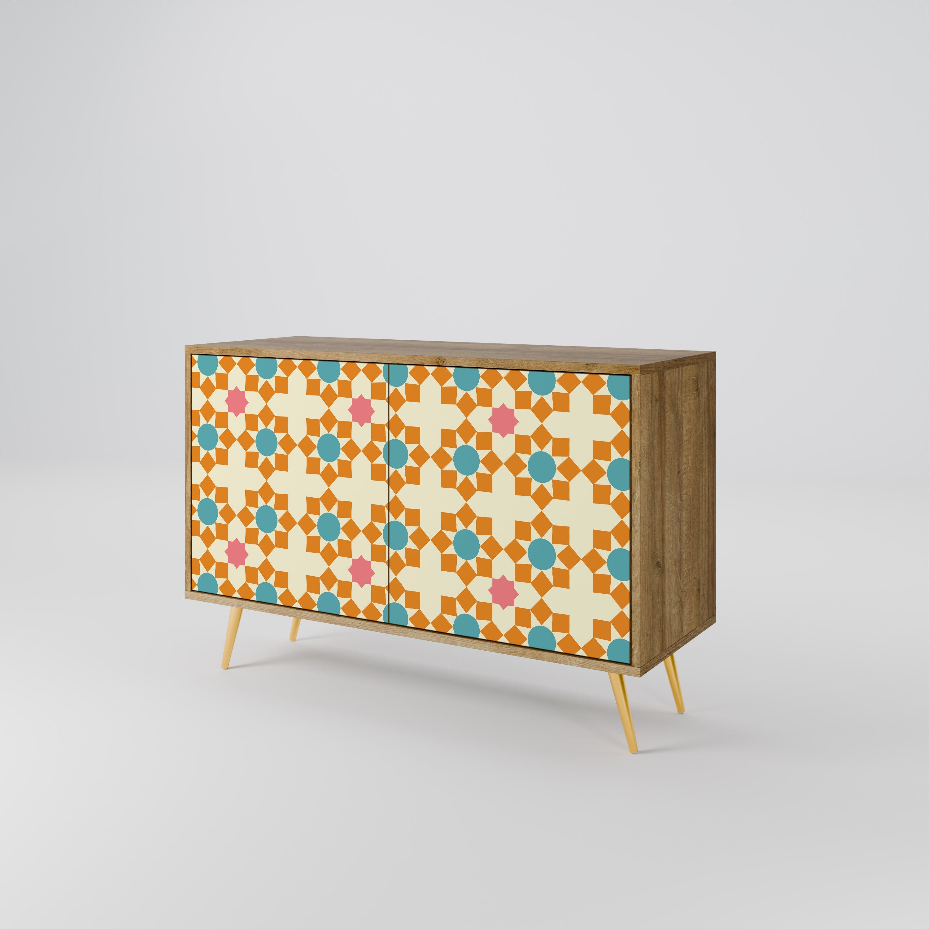 FLORAL DECOR Sideboard mit 2 Türen in Eichenoptik