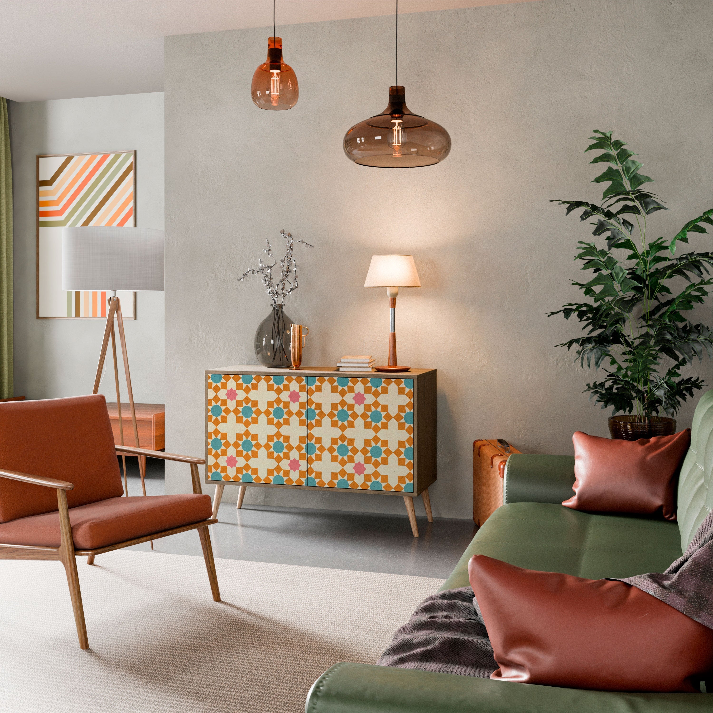 FLORAL DECOR Sideboard mit 2 Türen in Eichenoptik