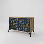 FLOWERS ON NAVY BLUE 2-Door Sideboard in Oak Effect