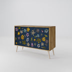 FLOWERS ON NAVY BLUE 2-Door Sideboard in Oak Effect
