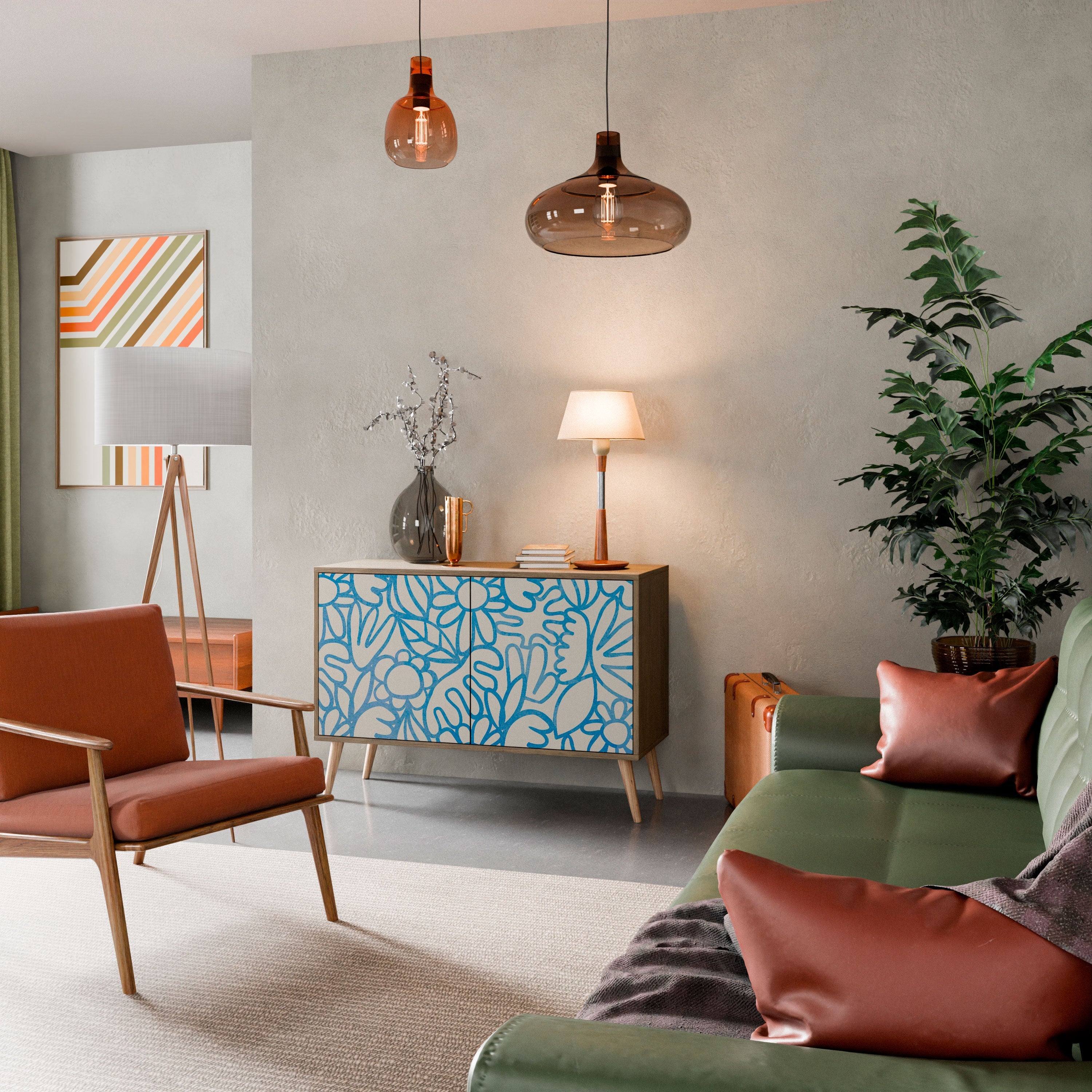 BLOOMY MORNING Sideboard mit 2 Türen in Eichenoptik