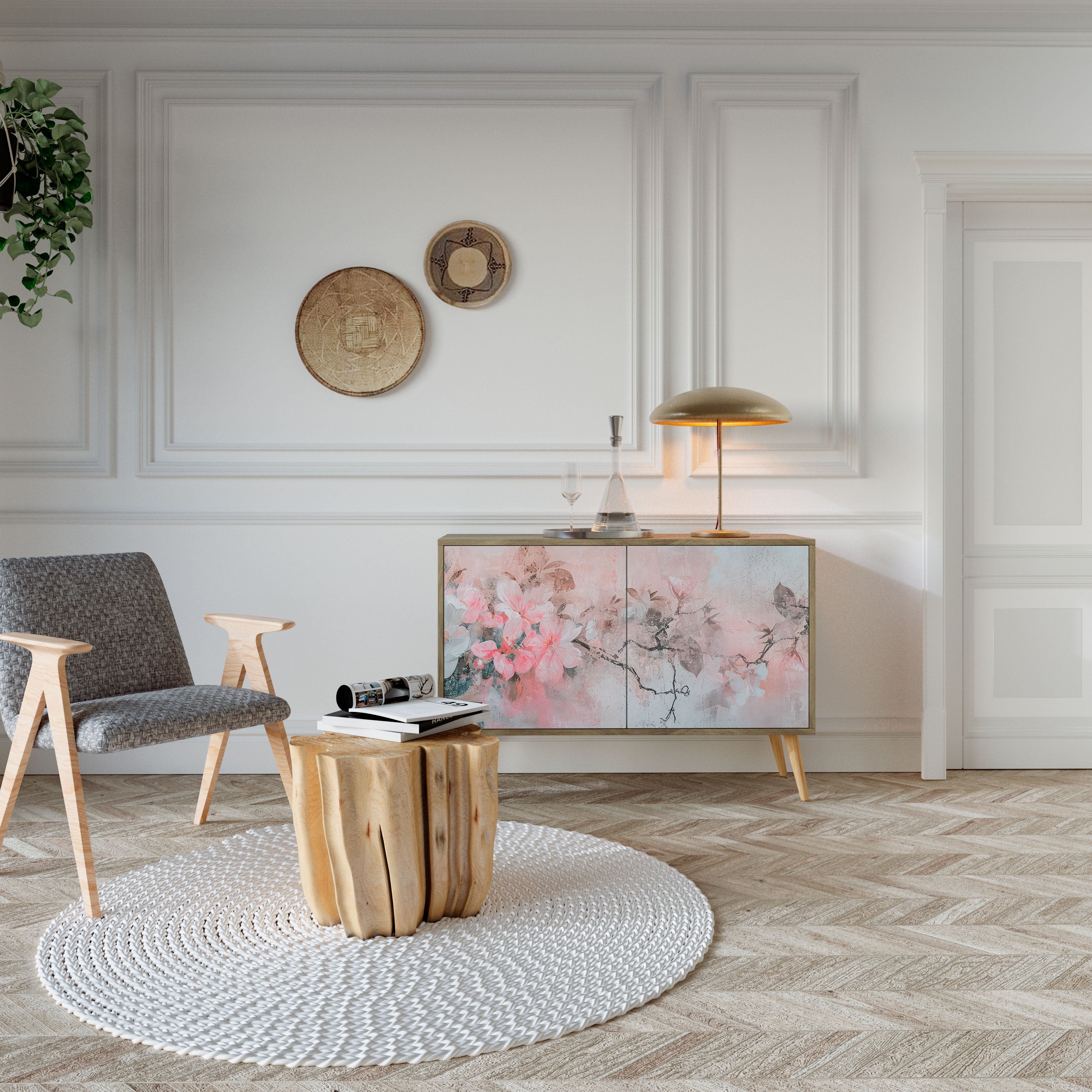 CHERRY BLOSSOM Sideboard mit 2 Türen in Eichenoptik