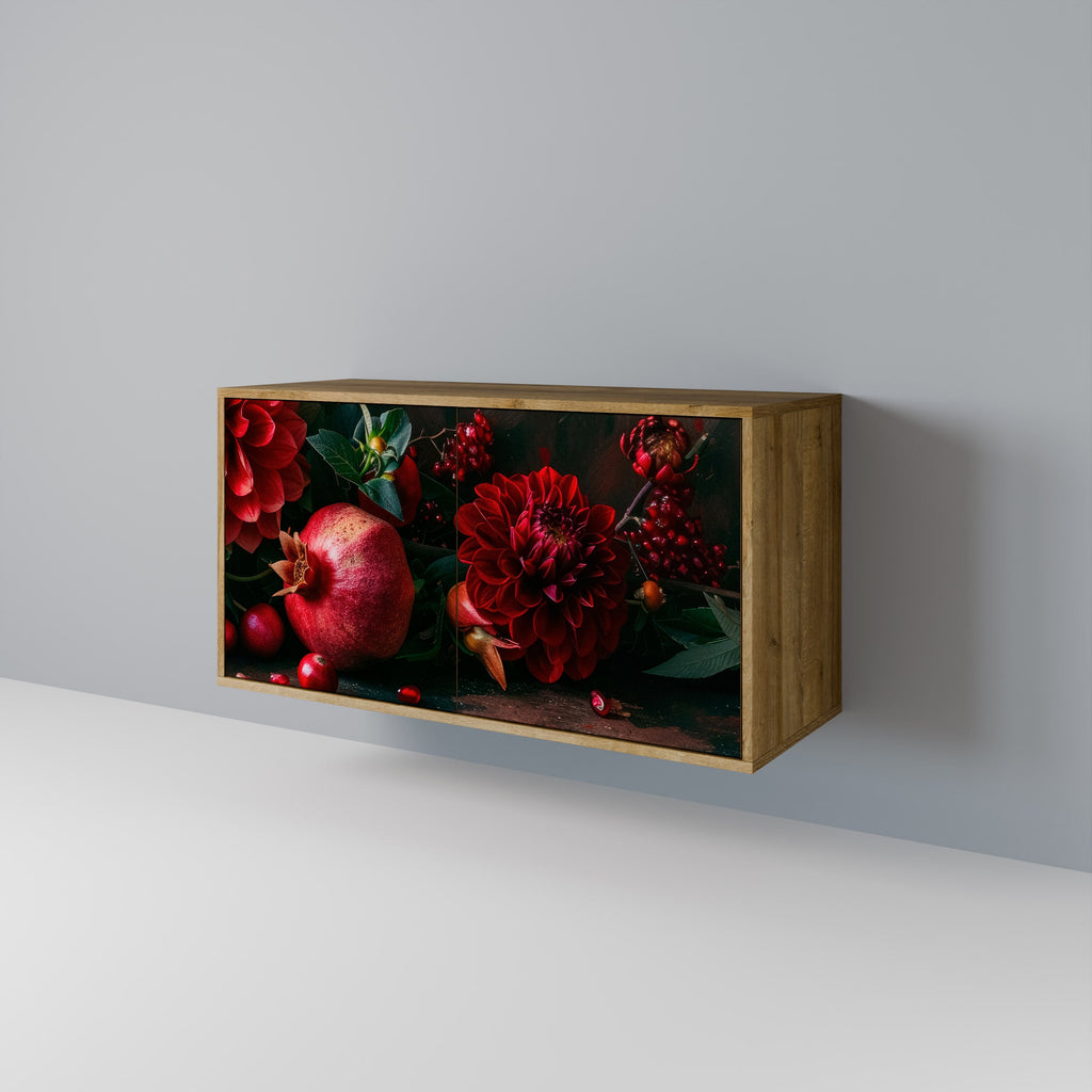 DAHLIAS AND POMEGRANATES Sideboard mit 2 Türen in Eichenoptik