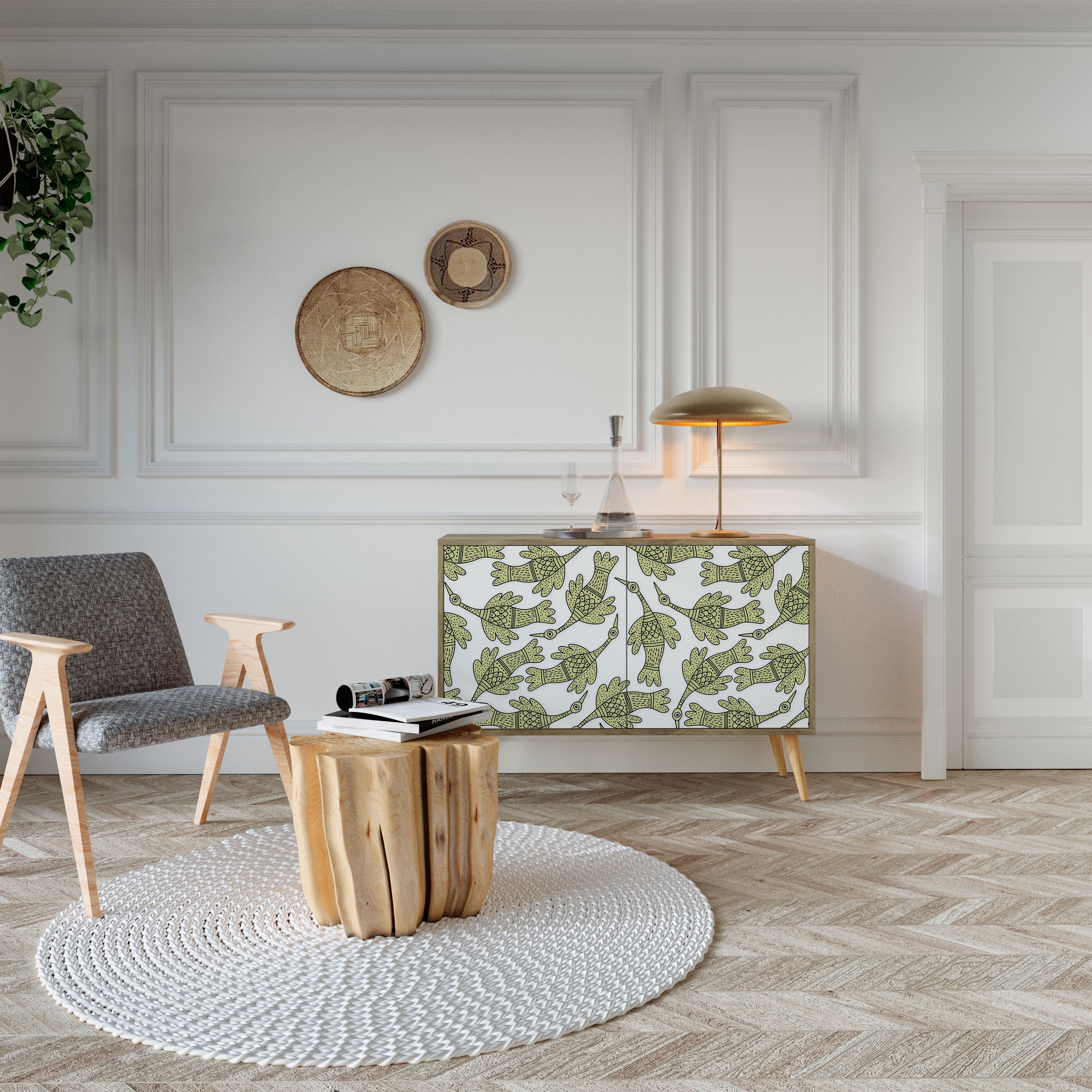 SEEDLING SONGBIRD Sideboard mit 2 Türen in Eichenoptik