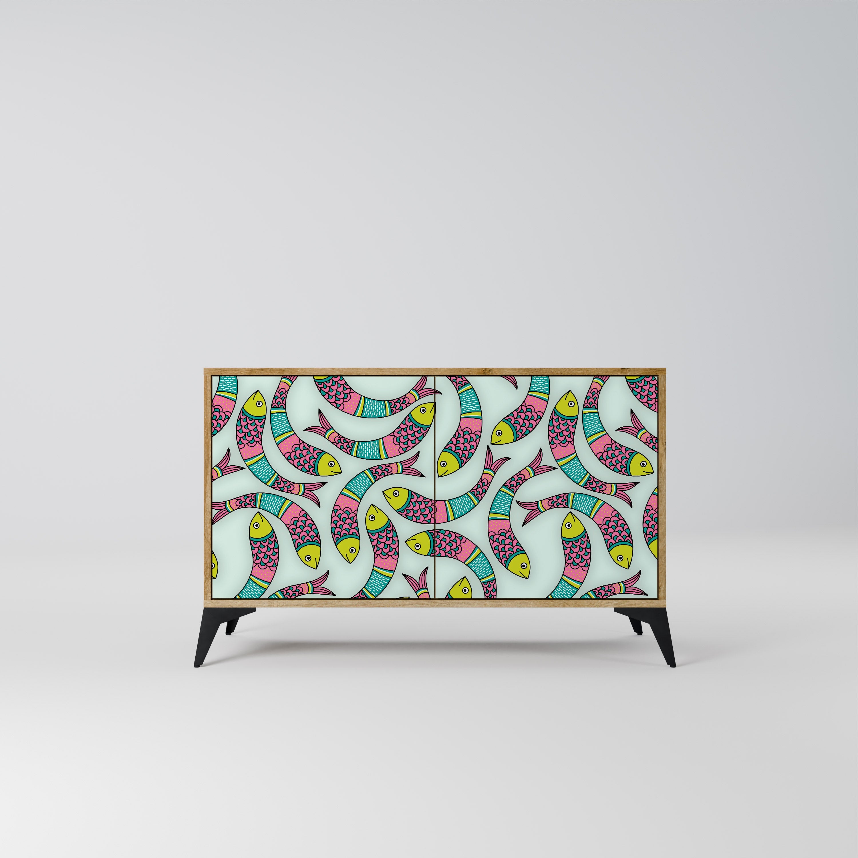 INDIAN FISH Sideboard mit 2 Türen in Eichenoptik