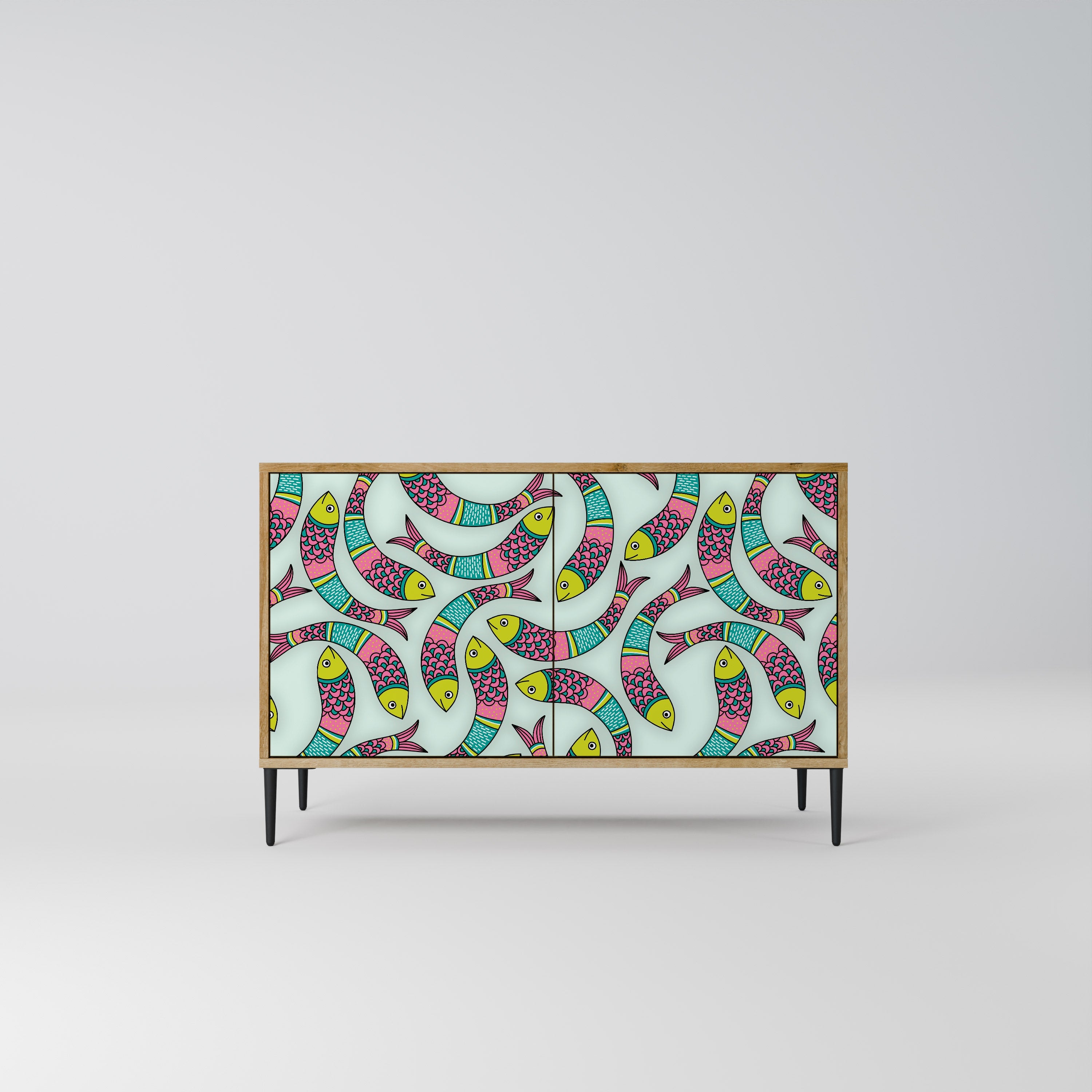 INDIAN FISH Sideboard mit 2 Türen in Eichenoptik