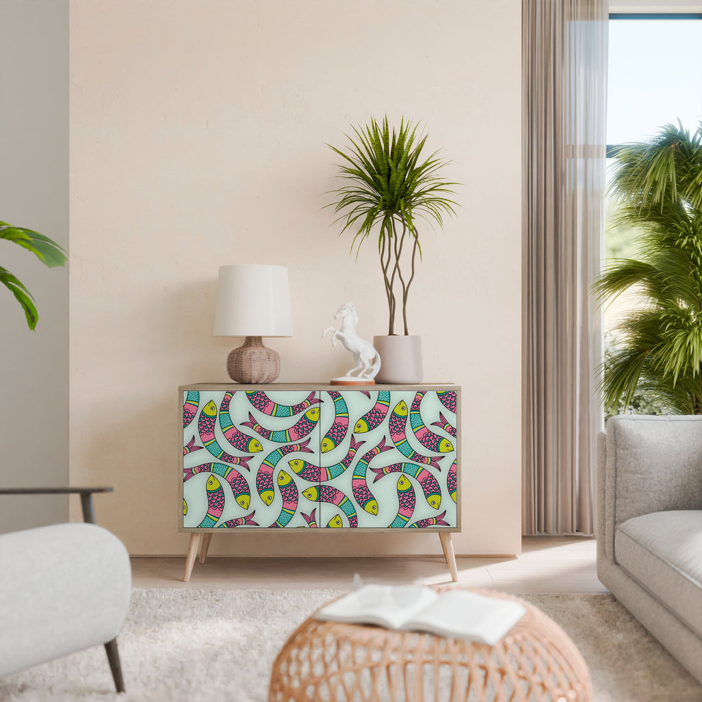 INDIAN FISH Sideboard mit 2 Türen in Eichenoptik