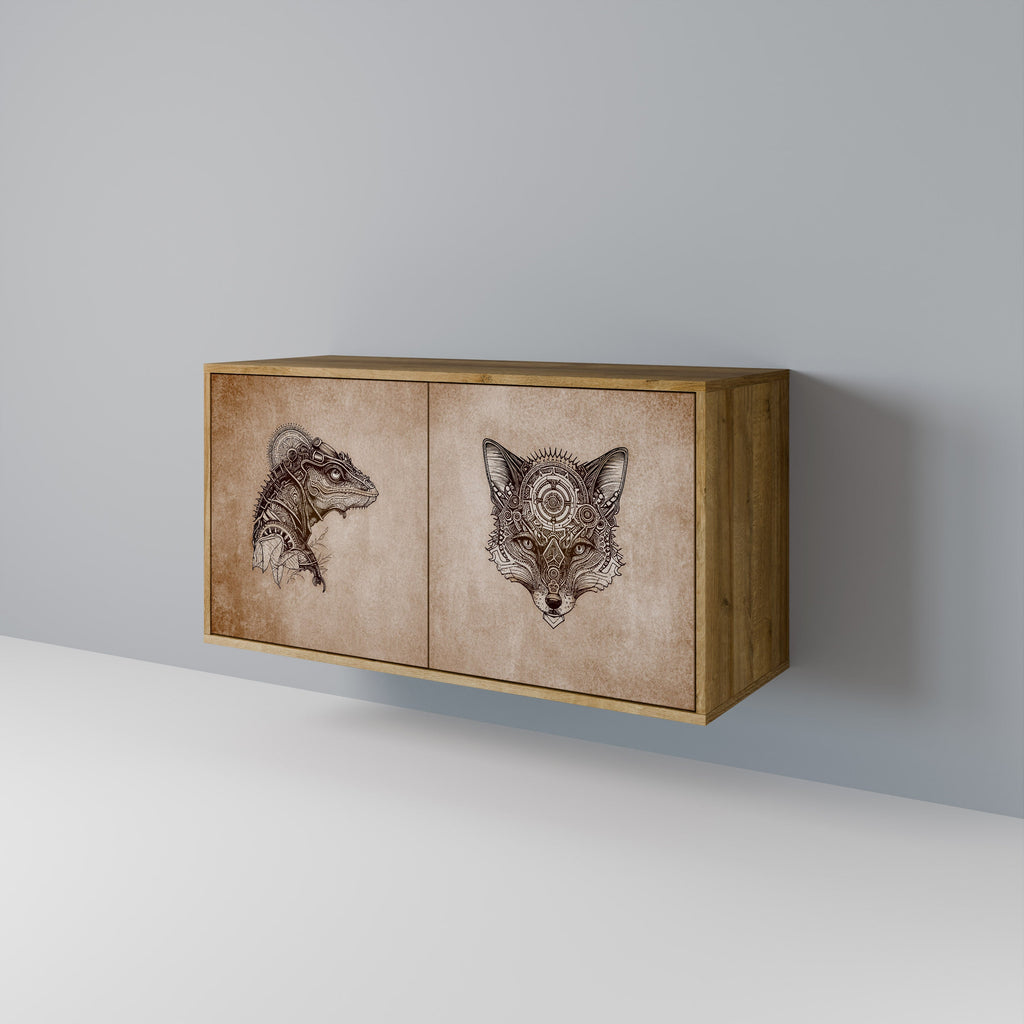 STEAMPUNK CLAN Sideboard mit 2 Türen in Eichenoptik