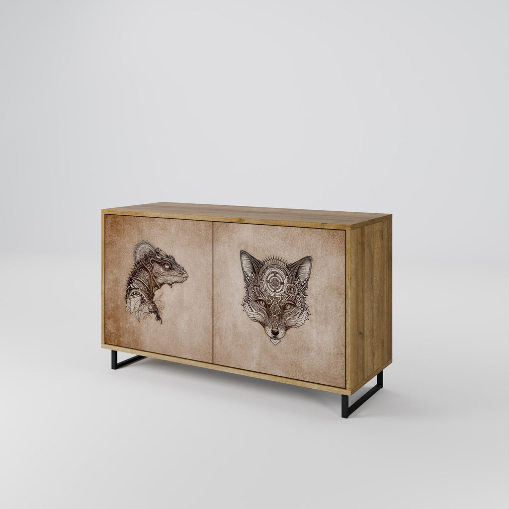 STEAMPUNK CLAN Sideboard mit 2 Türen in Eichenoptik