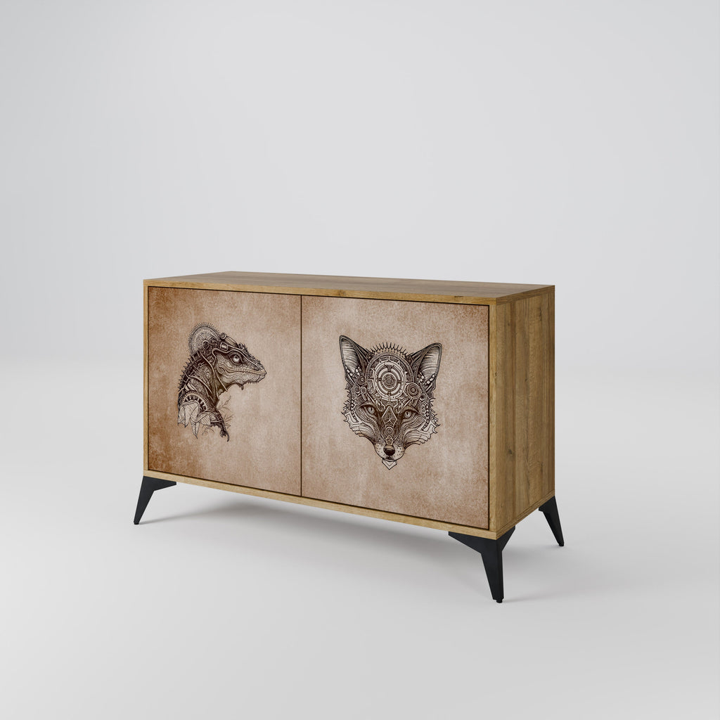 STEAMPUNK CLAN Sideboard mit 2 Türen in Eichenoptik