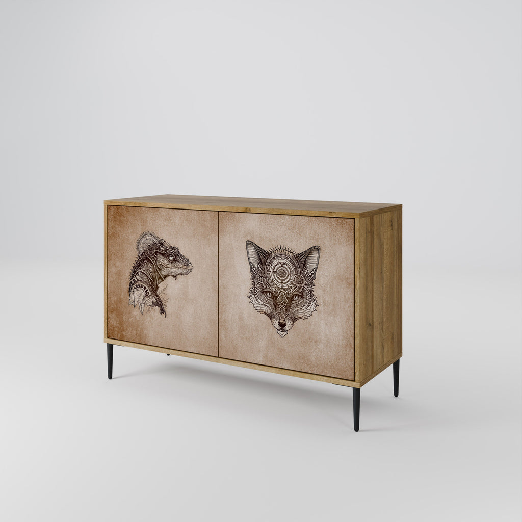 STEAMPUNK CLAN Sideboard mit 2 Türen in Eichenoptik