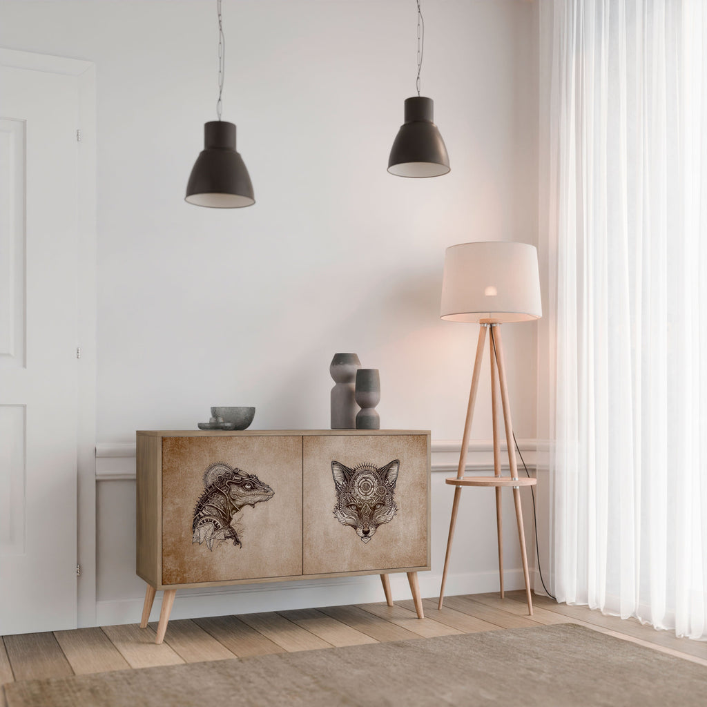 STEAMPUNK CLAN Sideboard mit 2 Türen in Eichenoptik