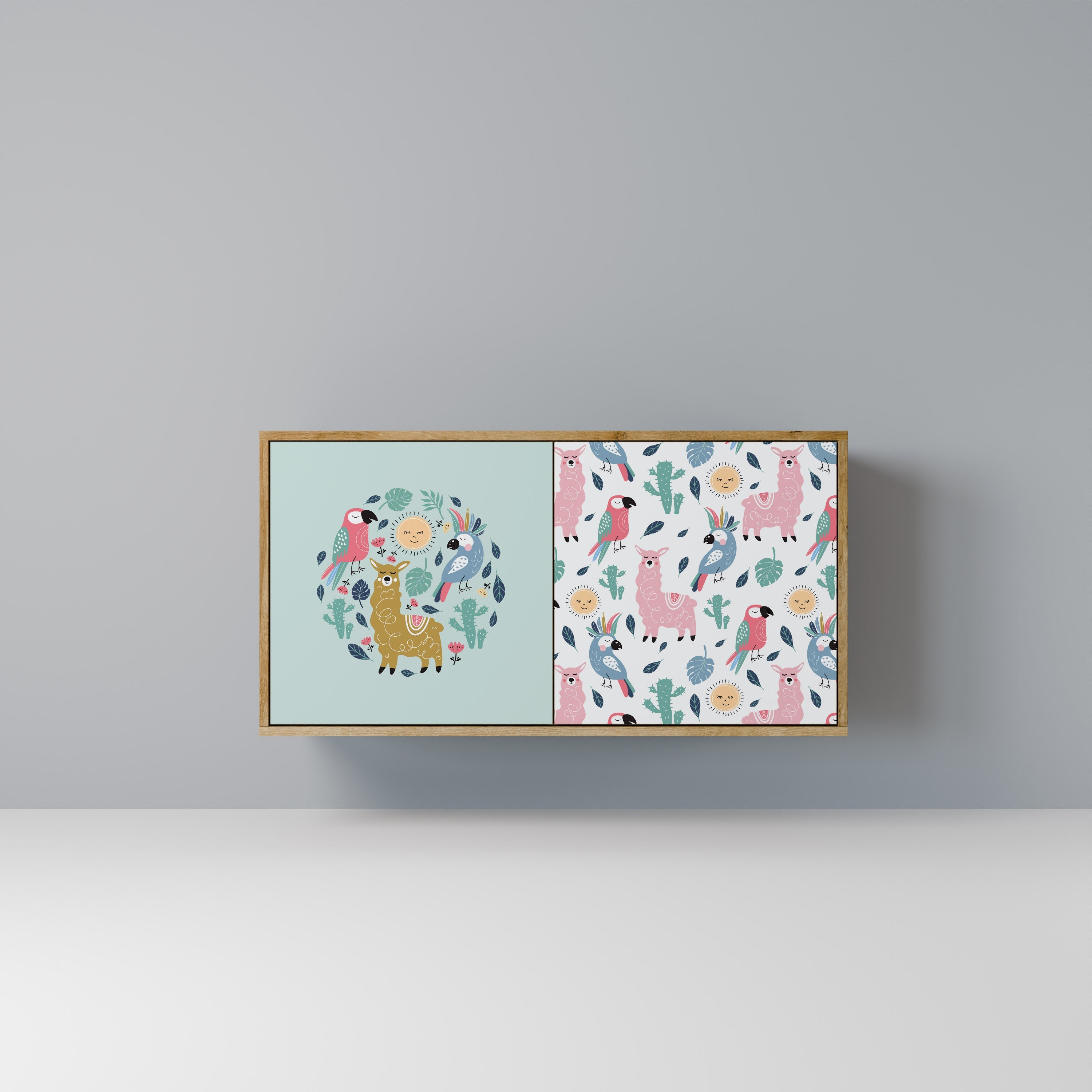 COLORFUL ALPACAS Sideboard mit 2 Türen in Eichenoptik