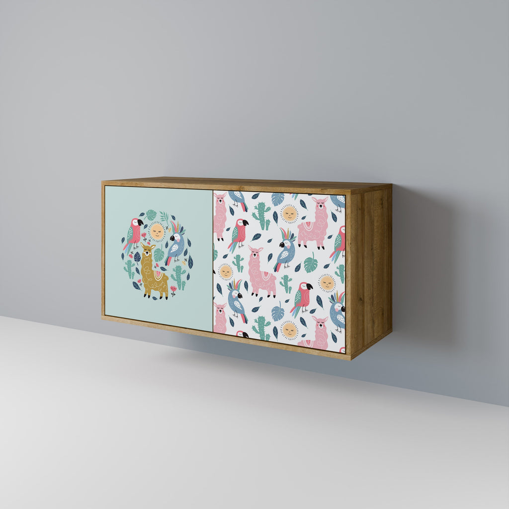 COLORFUL ALPACAS Sideboard mit 2 Türen in Eichenoptik