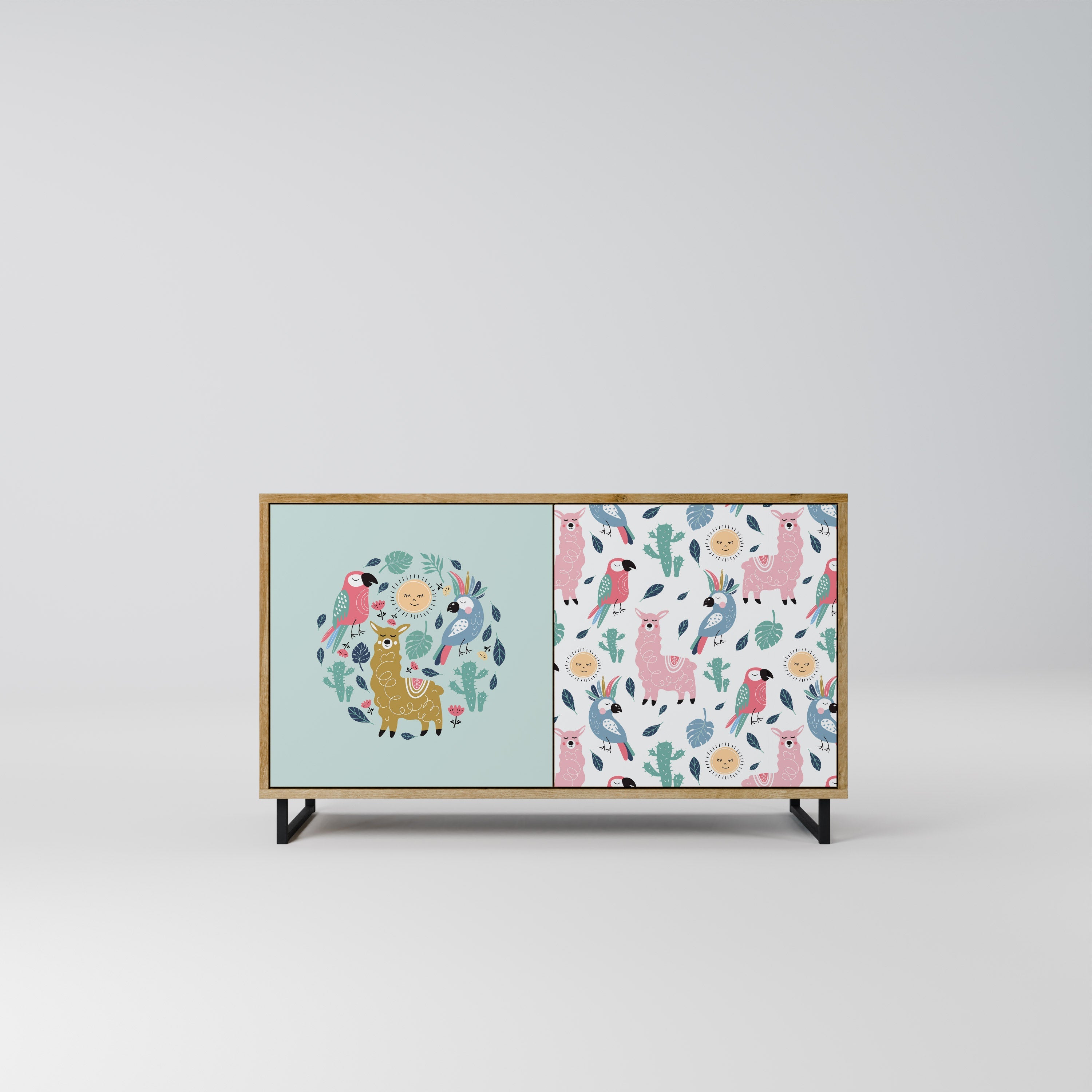 COLORFUL ALPACAS Sideboard mit 2 Türen in Eichenoptik
