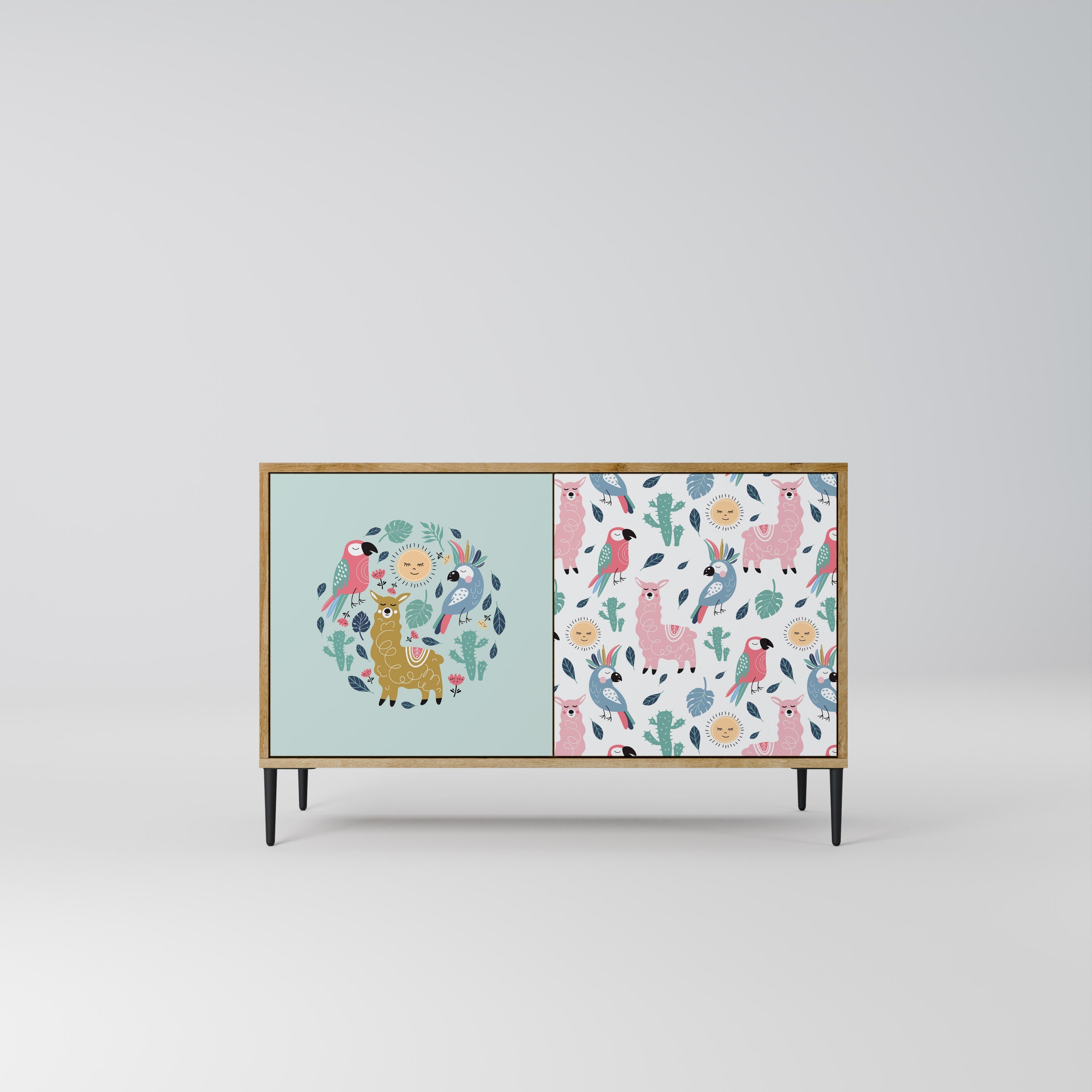 COLORFUL ALPACAS Sideboard mit 2 Türen in Eichenoptik