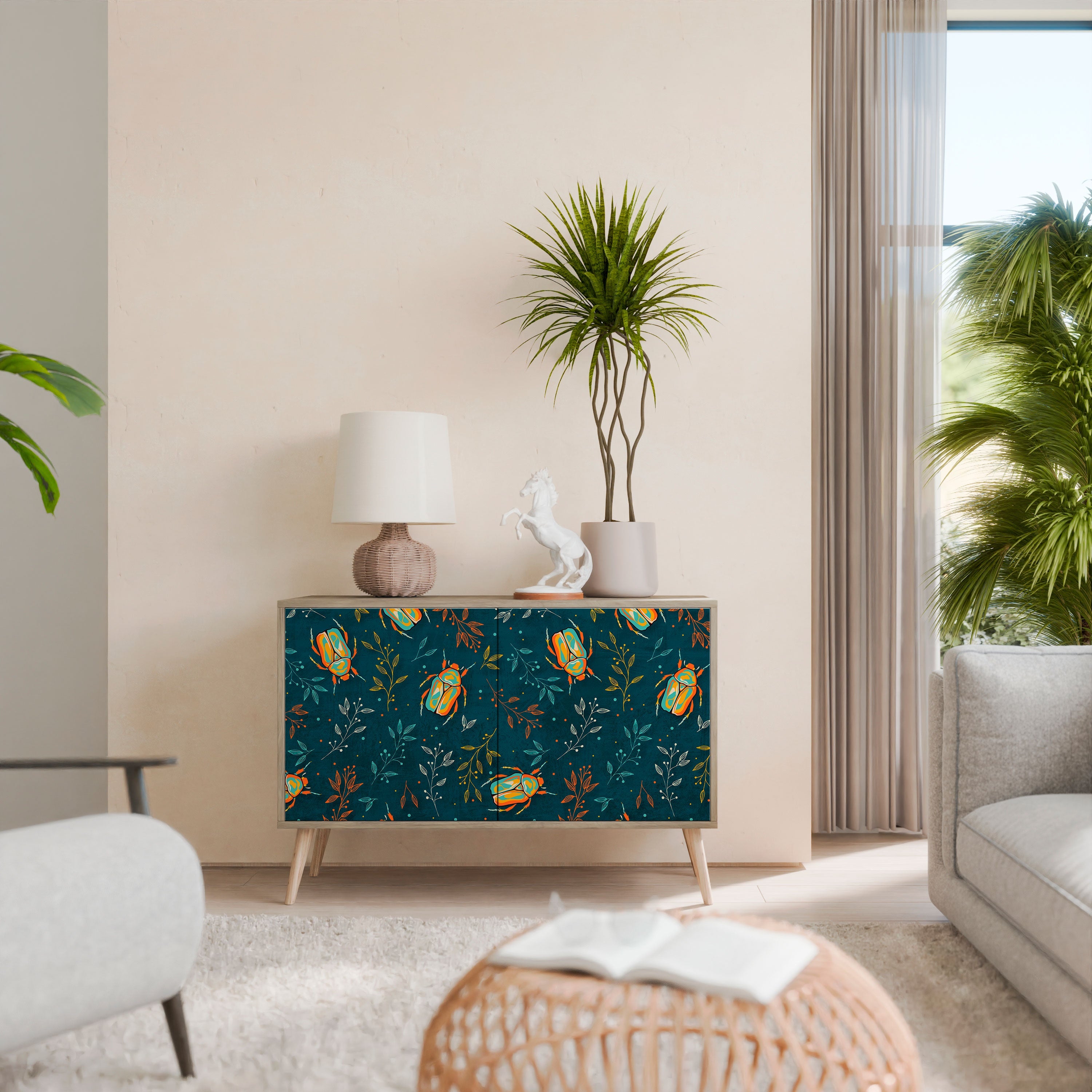 AUTUMN INSECTS Sideboard mit 2 Türen in Eichenoptik