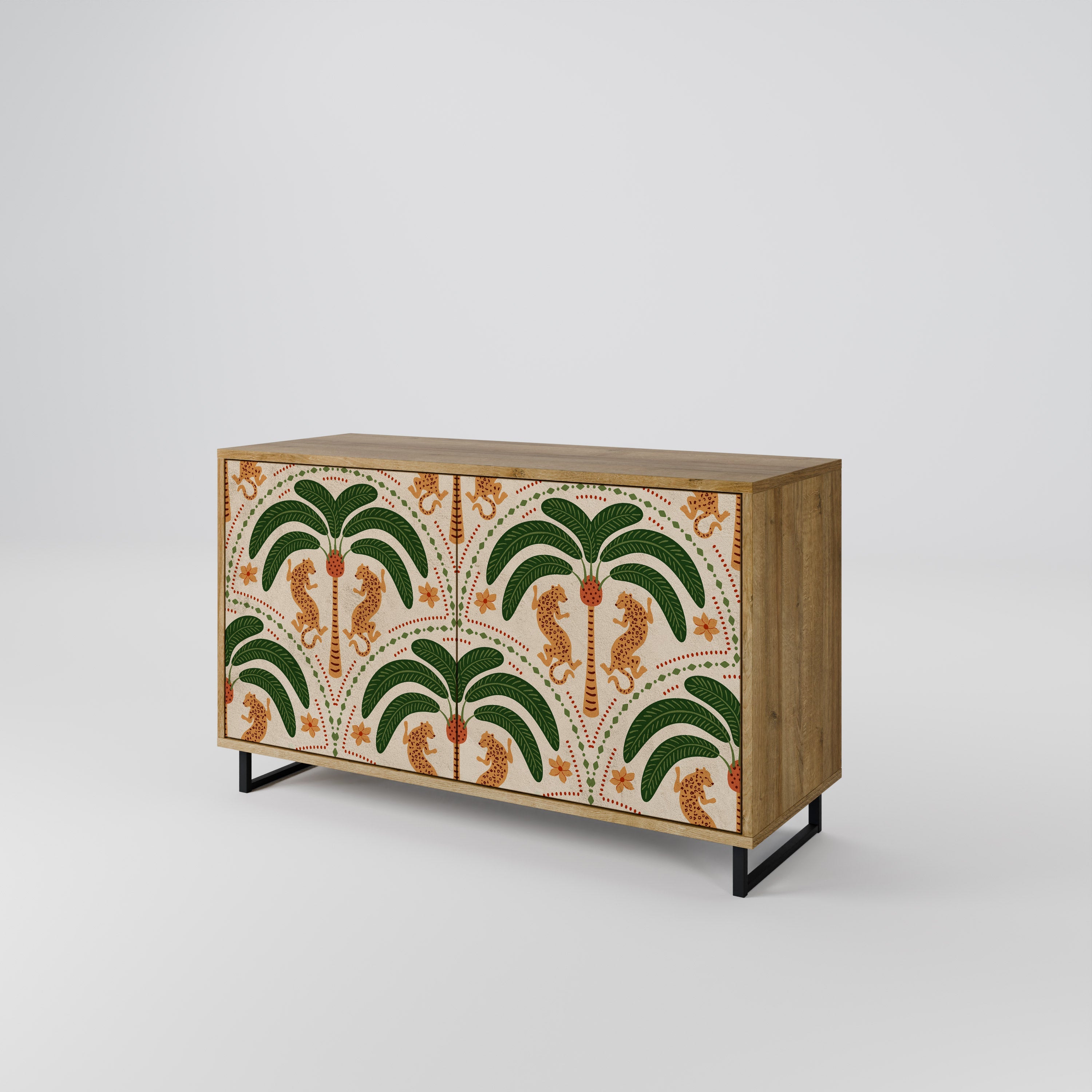 DANCING PREDATORS Sideboard mit 2 Türen in Eichenoptik