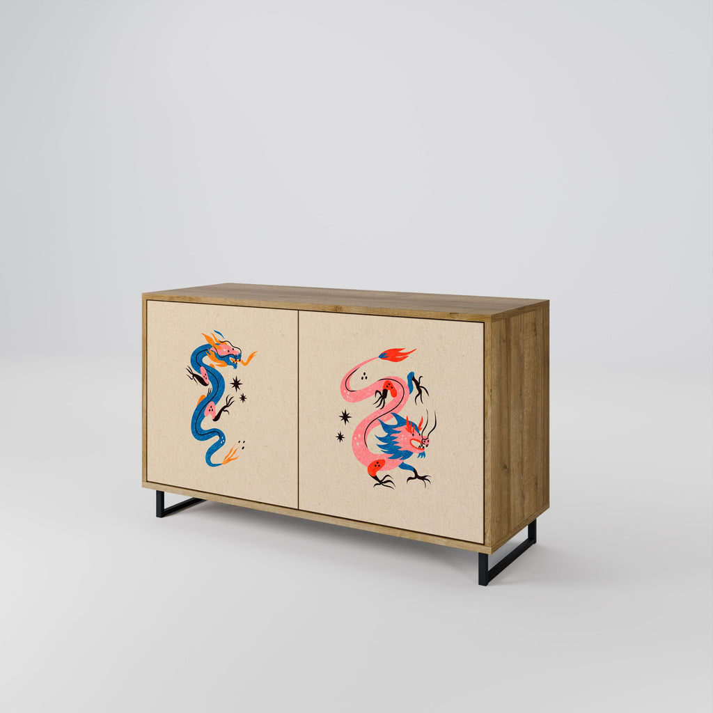 MYTHOLOGICAL CREATURES Sideboard mit 2 Türen in Eichenoptik