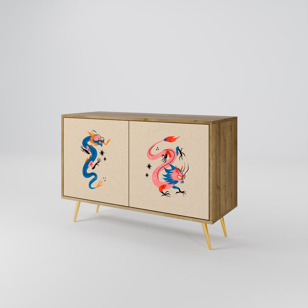 MYTHOLOGICAL CREATURES Sideboard mit 2 Türen in Eichenoptik