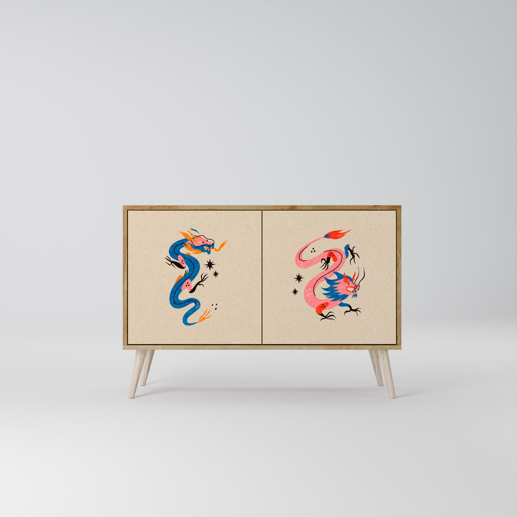 MYTHOLOGICAL CREATURES Sideboard mit 2 Türen in Eichenoptik