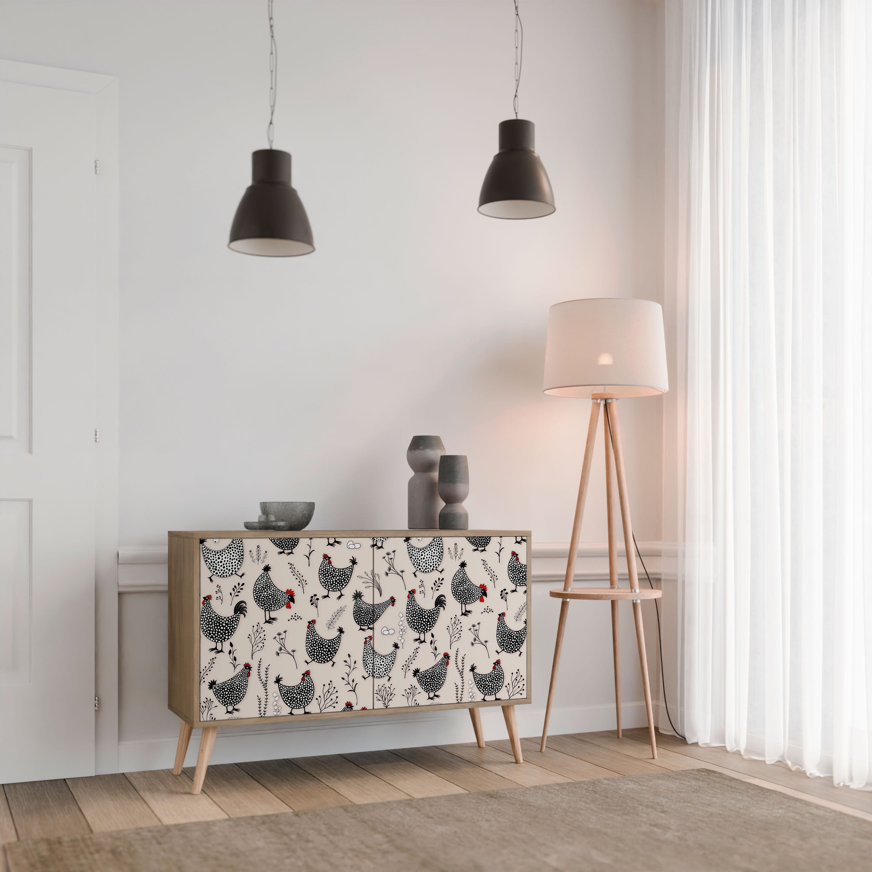 HAPPY HENS Sideboard mit 2 Türen in Eichenoptik