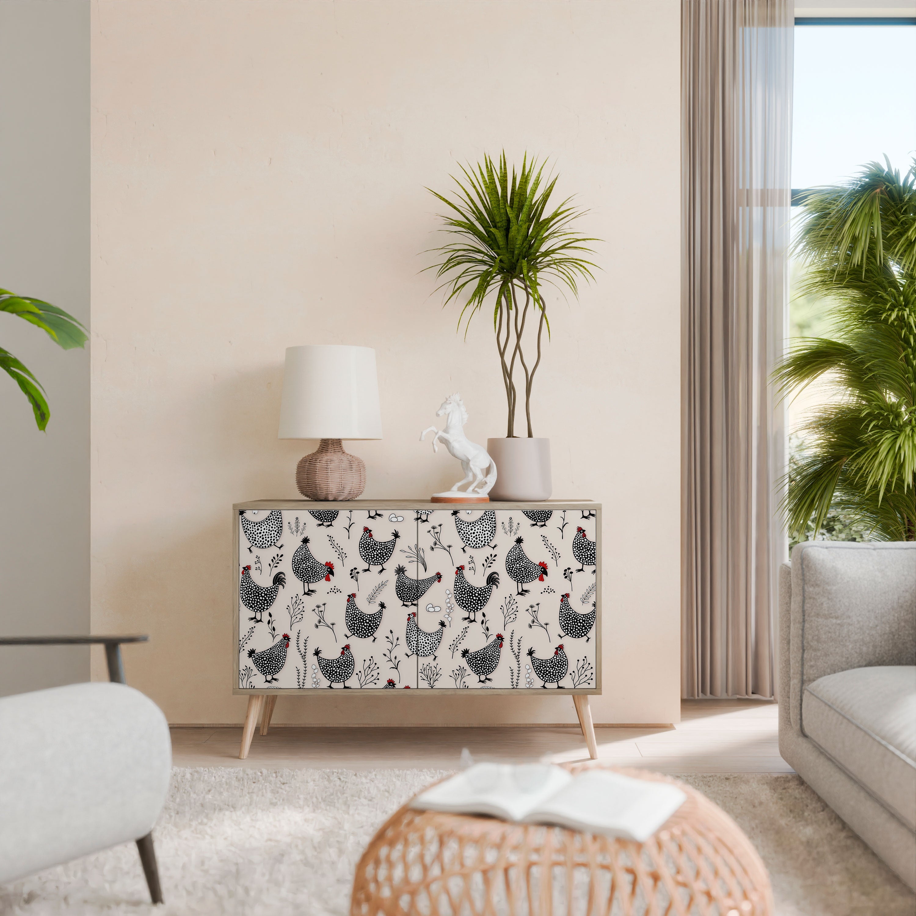 HAPPY HENS Sideboard mit 2 Türen in Eichenoptik