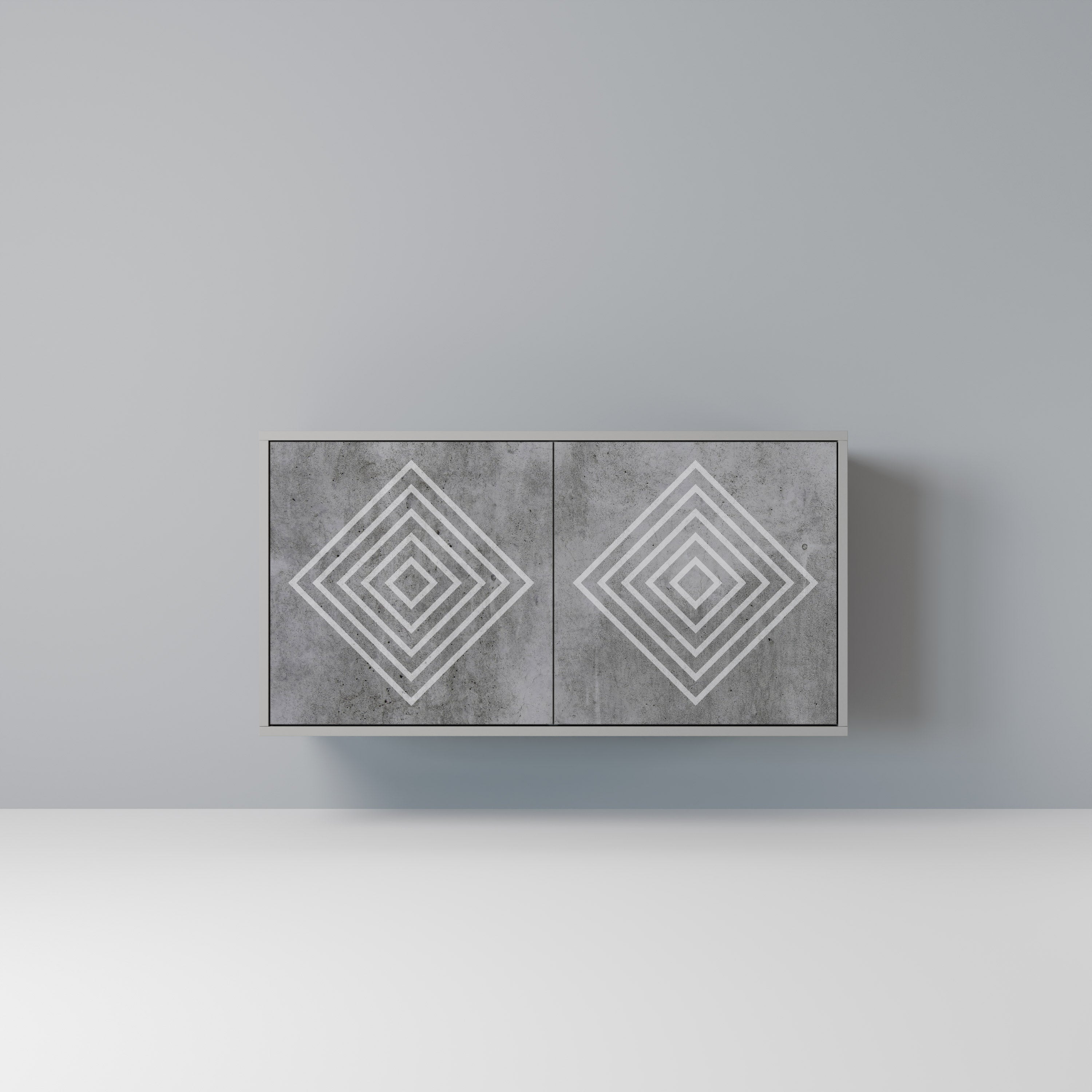 POLYGONAL ARTISTRY Sideboard mit 2 Türen in Grau
