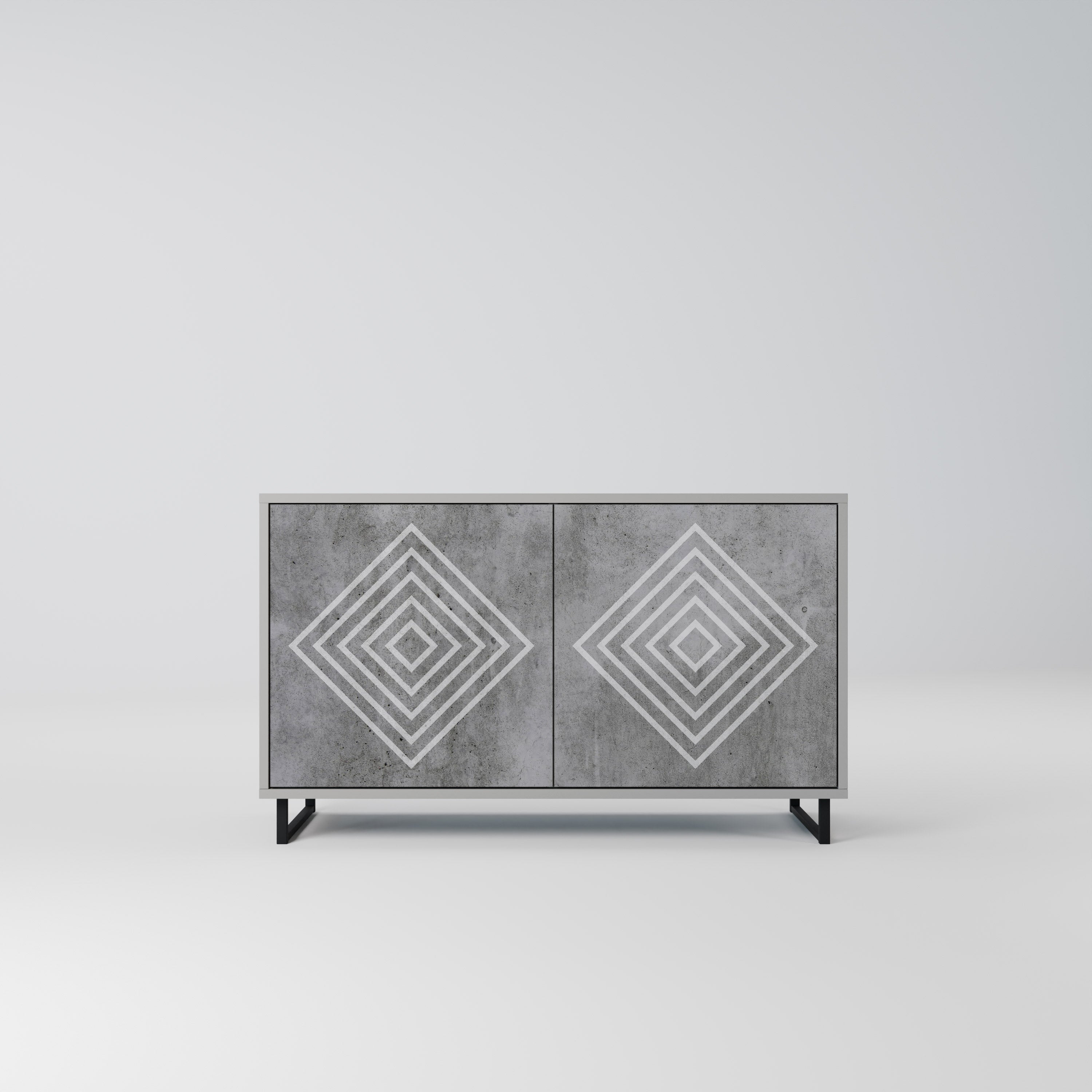 POLYGONAL ARTISTRY Sideboard mit 2 Türen in Grau