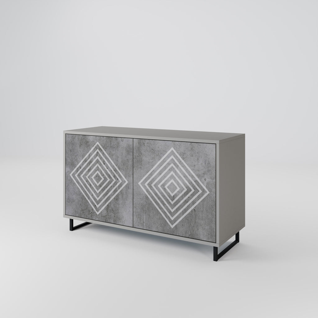 POLYGONAL ARTISTRY Sideboard mit 2 Türen in grauem Finish