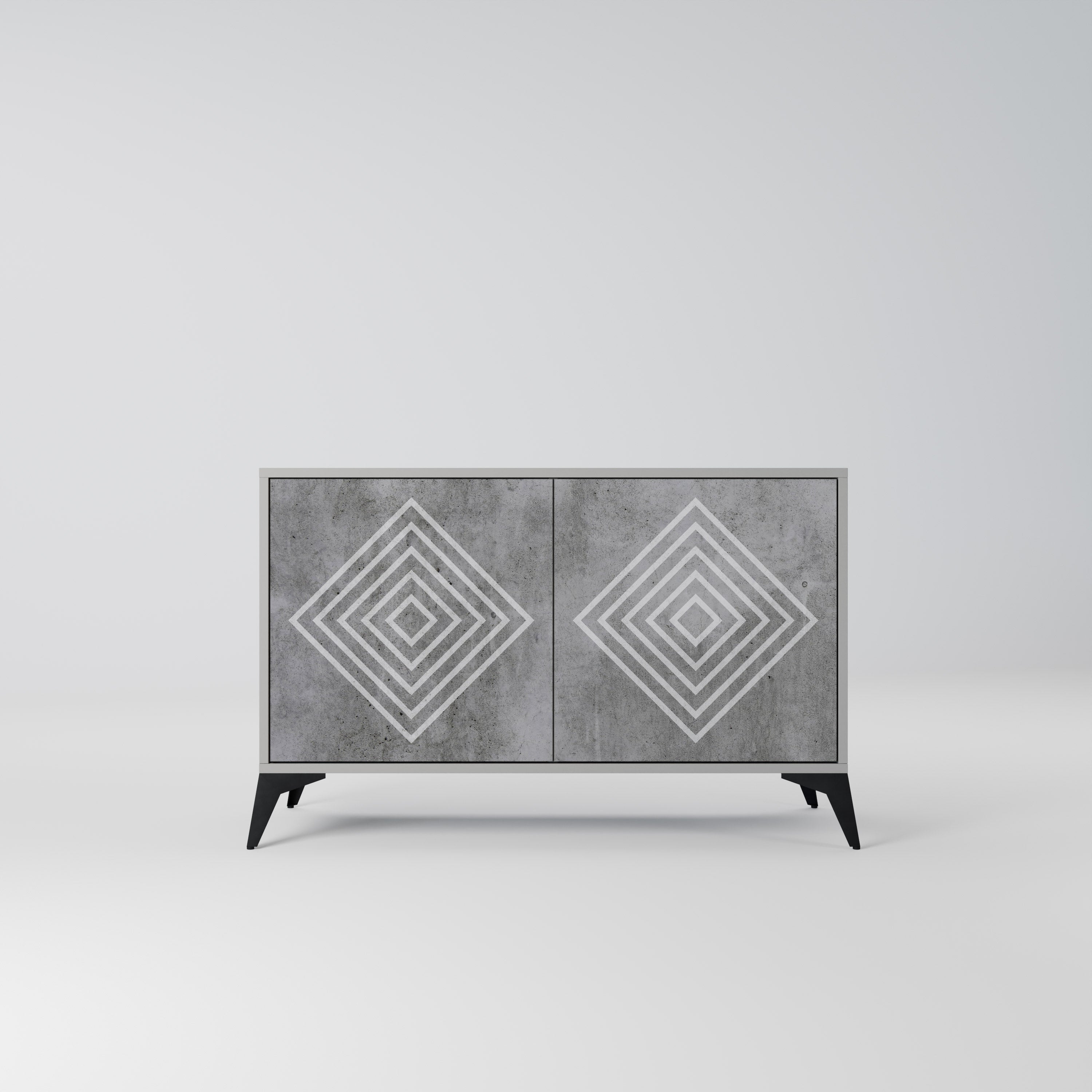 POLYGONAL ARTISTRY Sideboard mit 2 Türen in Grau