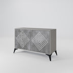 POLYGONAL ARTISTRY 2-Door Sideboard in Grey Finish
