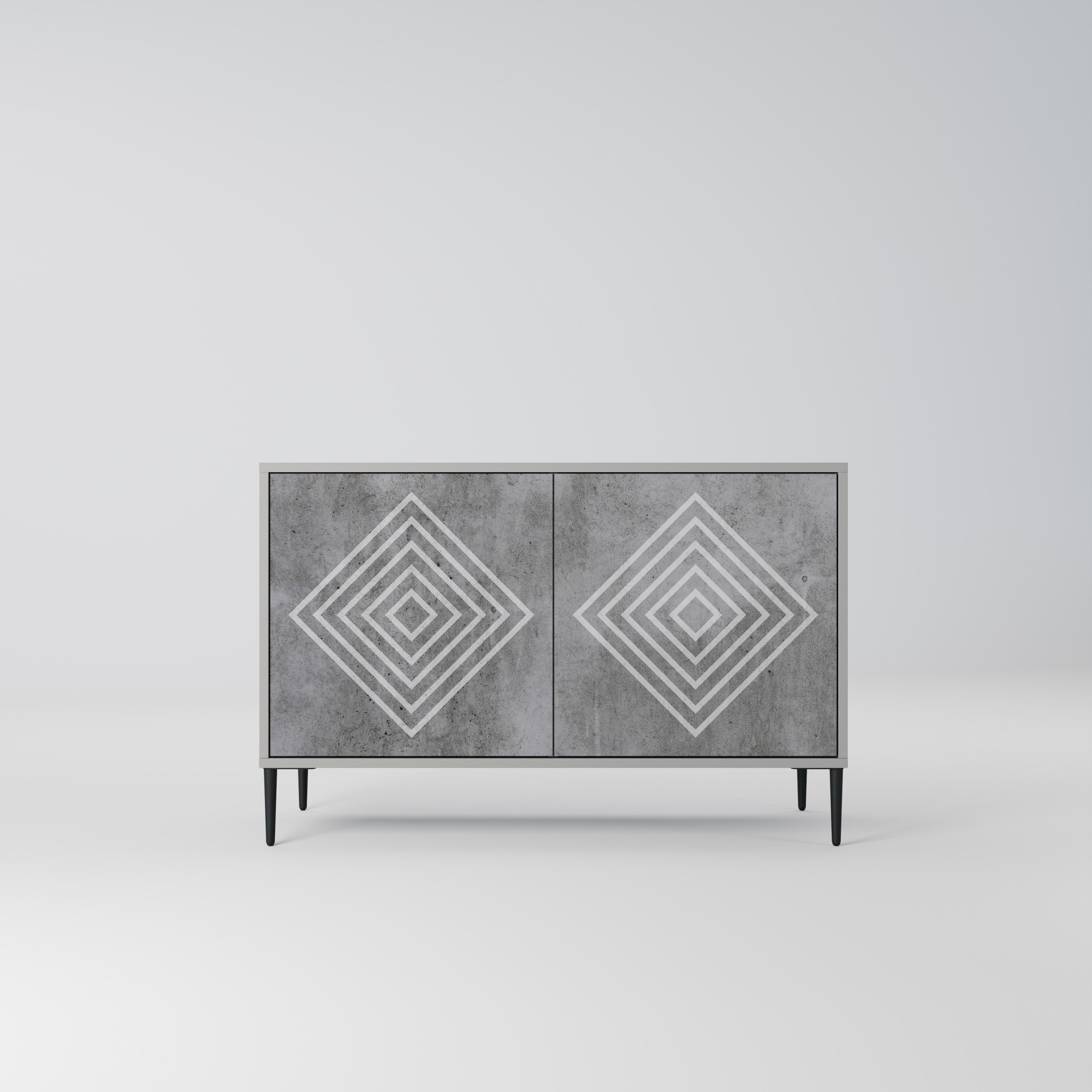 POLYGONAL ARTISTRY Sideboard mit 2 Türen in Grau
