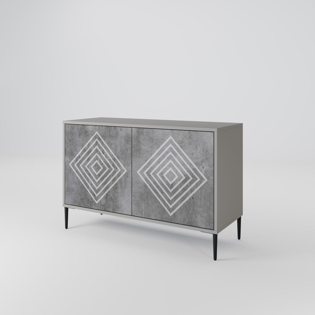 POLYGONAL ARTISTRY Sideboard mit 2 Türen in grauem Finish