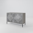POLYGONAL ARTISTRY 2-Door Sideboard in Grey Finish