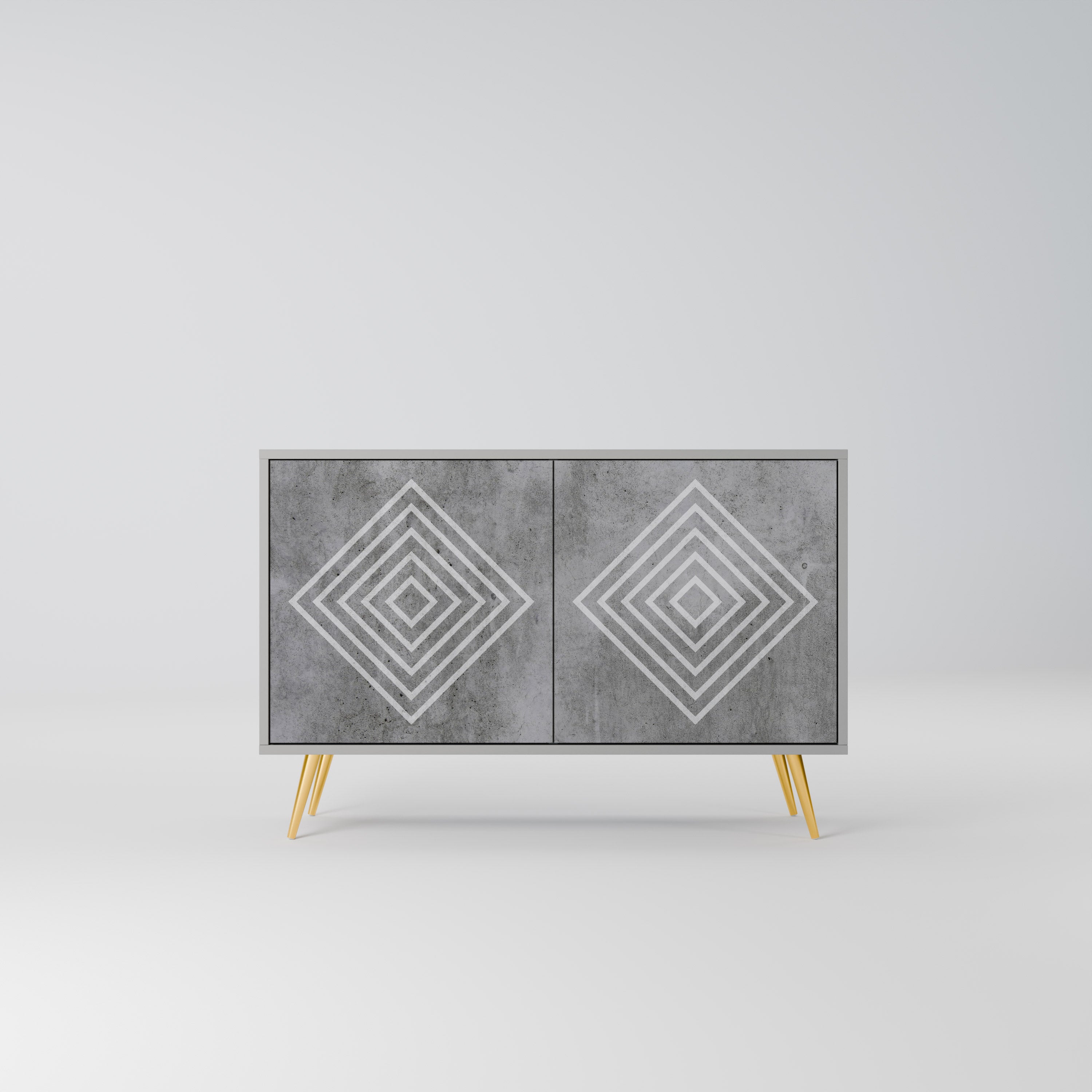 POLYGONAL ARTISTRY Sideboard mit 2 Türen in Grau
