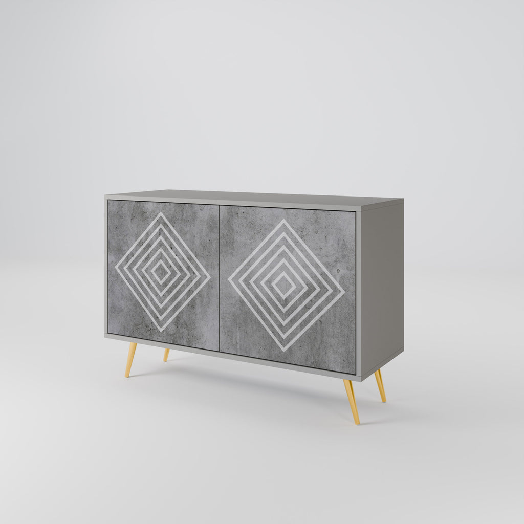 POLYGONAL ARTISTRY Sideboard mit 2 Türen in grauem Finish