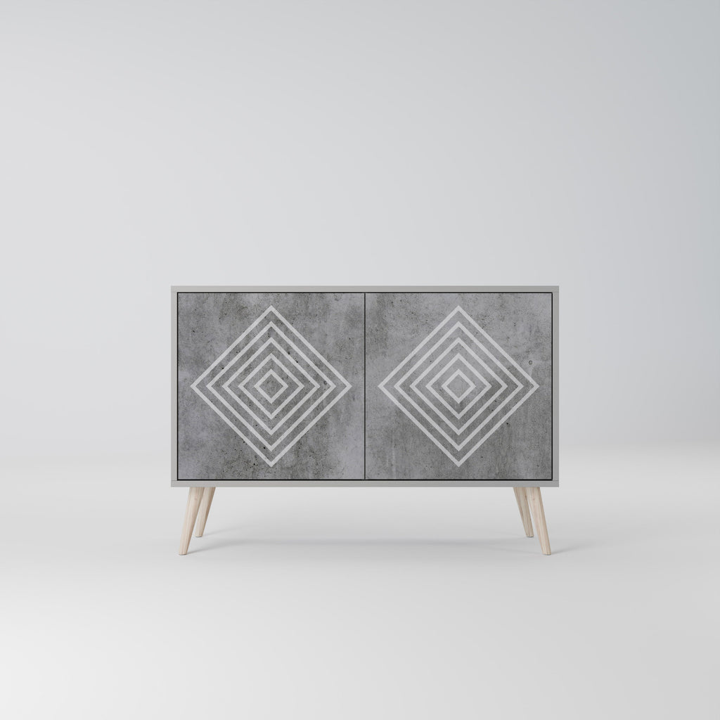 POLYGONAL ARTISTRY Sideboard mit 2 Türen in grauem Finish