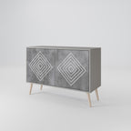 POLYGONAL ARTISTRY 2-Door Sideboard in Grey Finish